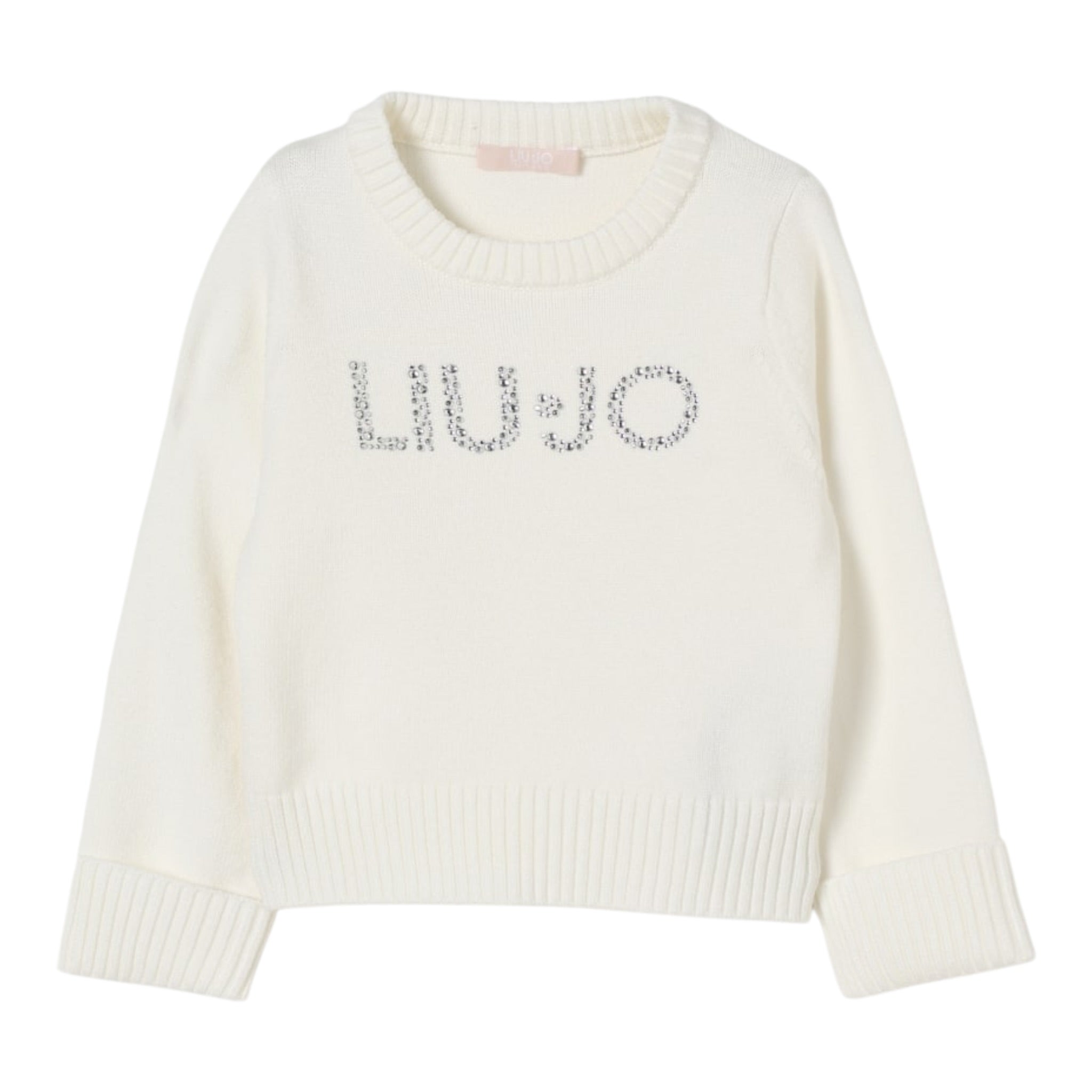 Liu Jo Maglia Girocollo tinta unita con Brillantini Panna per Bambina KF5055J PANNA LIU JO 