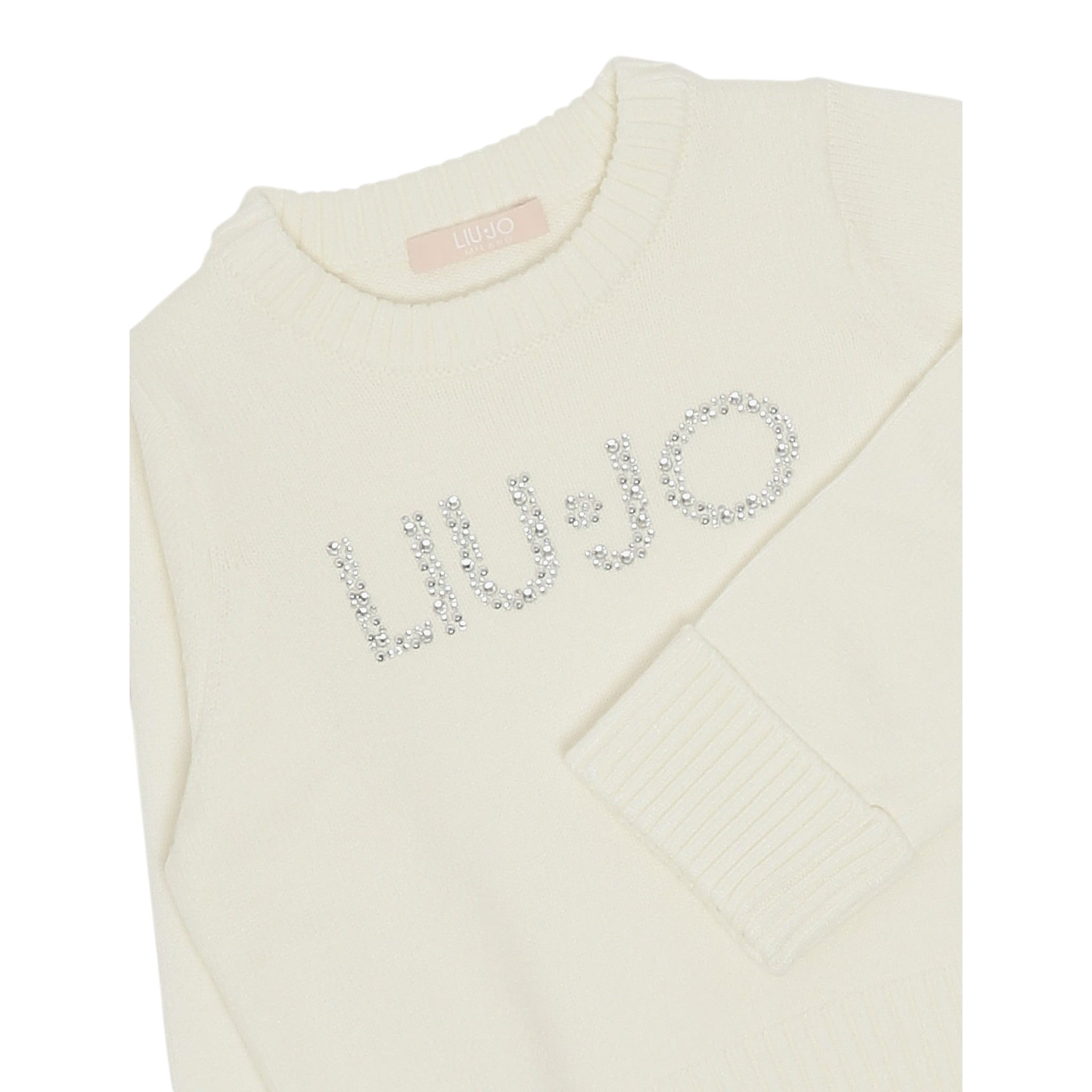 Liu Jo Maglia Girocollo tinta unita con Brillantini Panna per Bambina KF5055XX PANNA LIU JO 