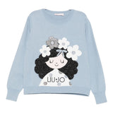 Liu Jo Maglia Girocollo tinta unita con Ricami Azzurro per Bambina KF5057XXX AZZURRO LIU JO 