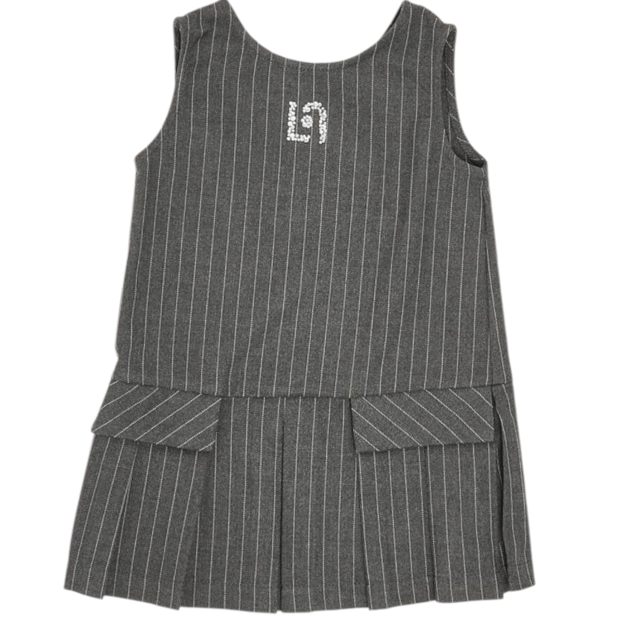 Liu Jo Abito tinta unita con Fantasia A Righe Grigio per Bambina KF5063 GRIGIO LIU JO 