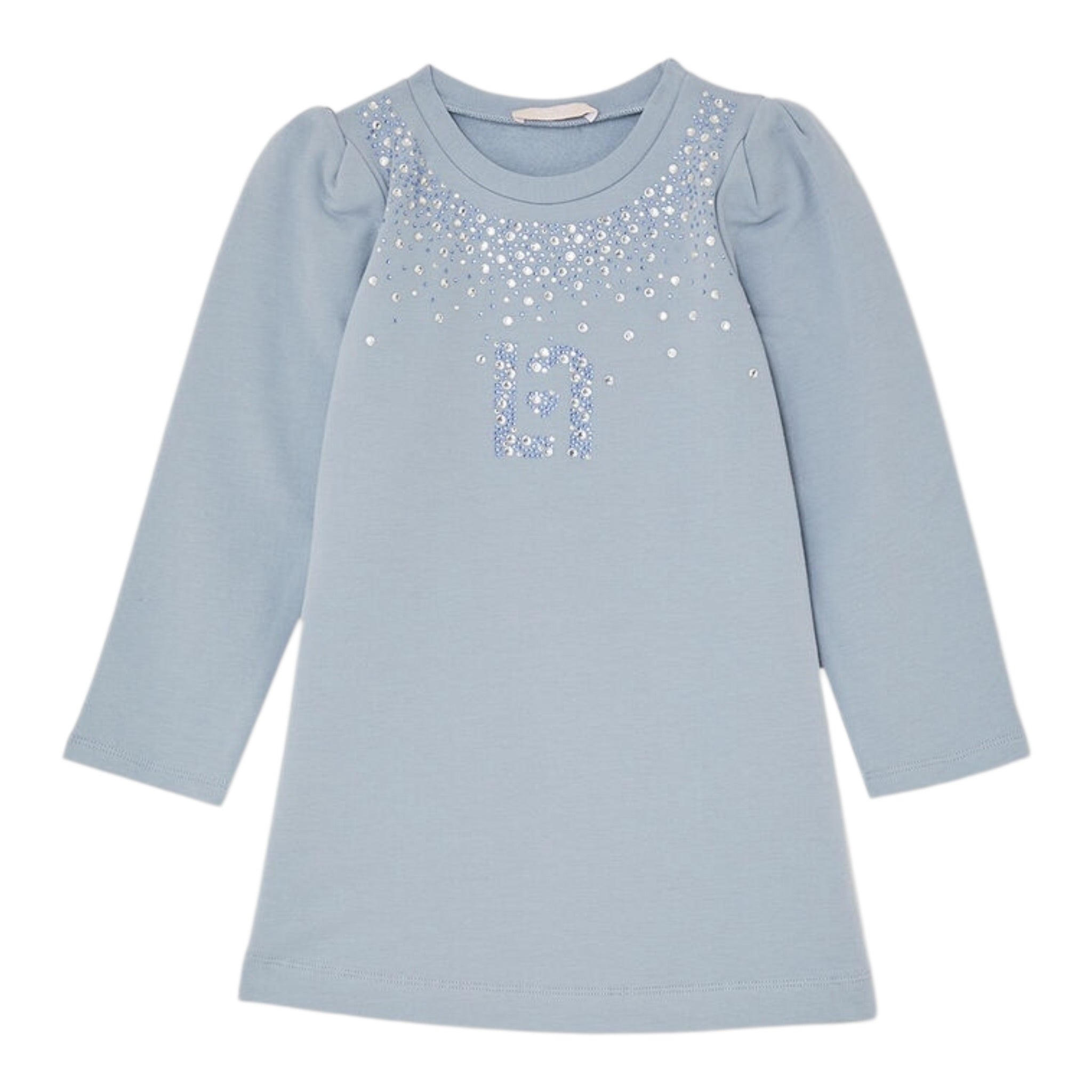 Liu Jo Abito Manica Lunga tinta unita con Brillantini Azzurro per Bambina KF5073J AZZURRO LIU JO 