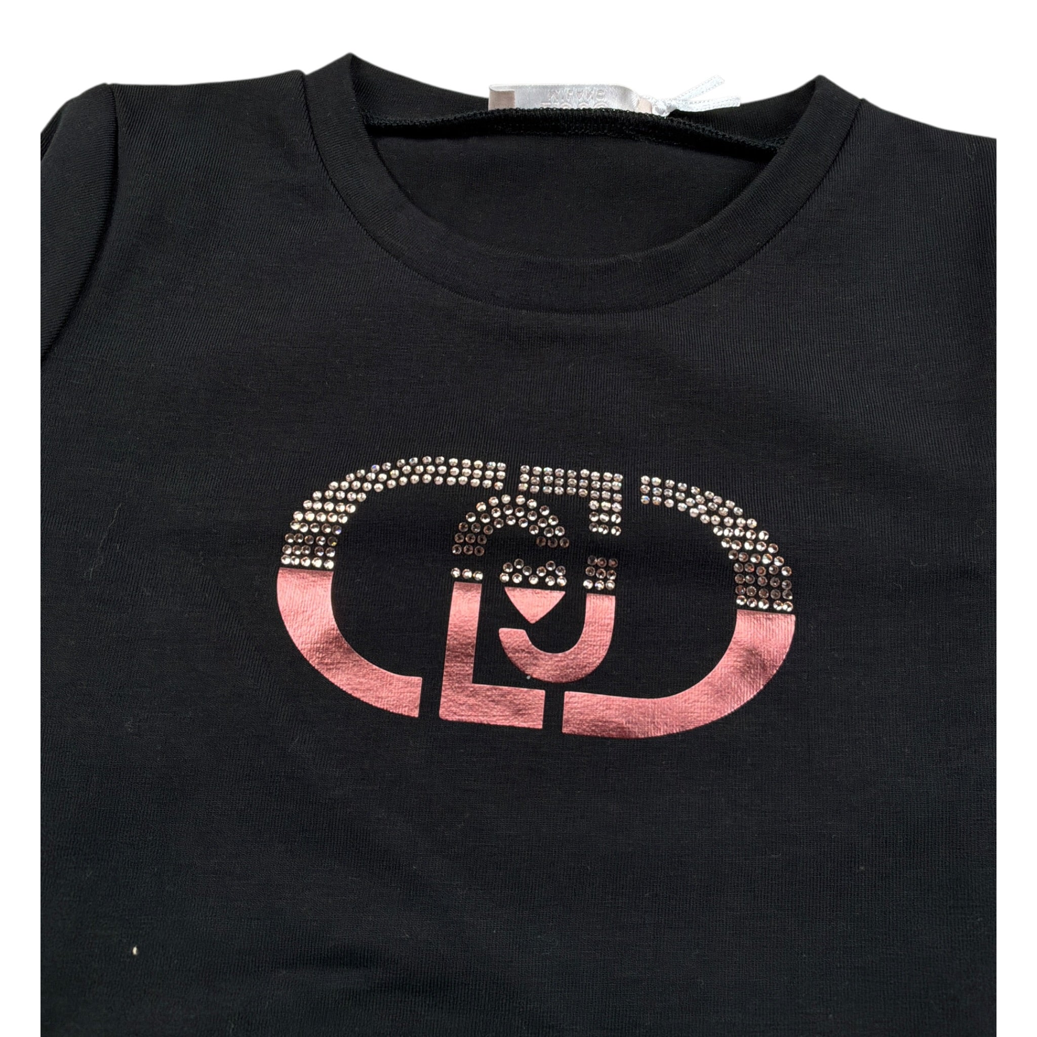 Liu Jo Shirt Girocollo tinta unita con Logo Nero per Neonata KF5087 NERO LIU JO 