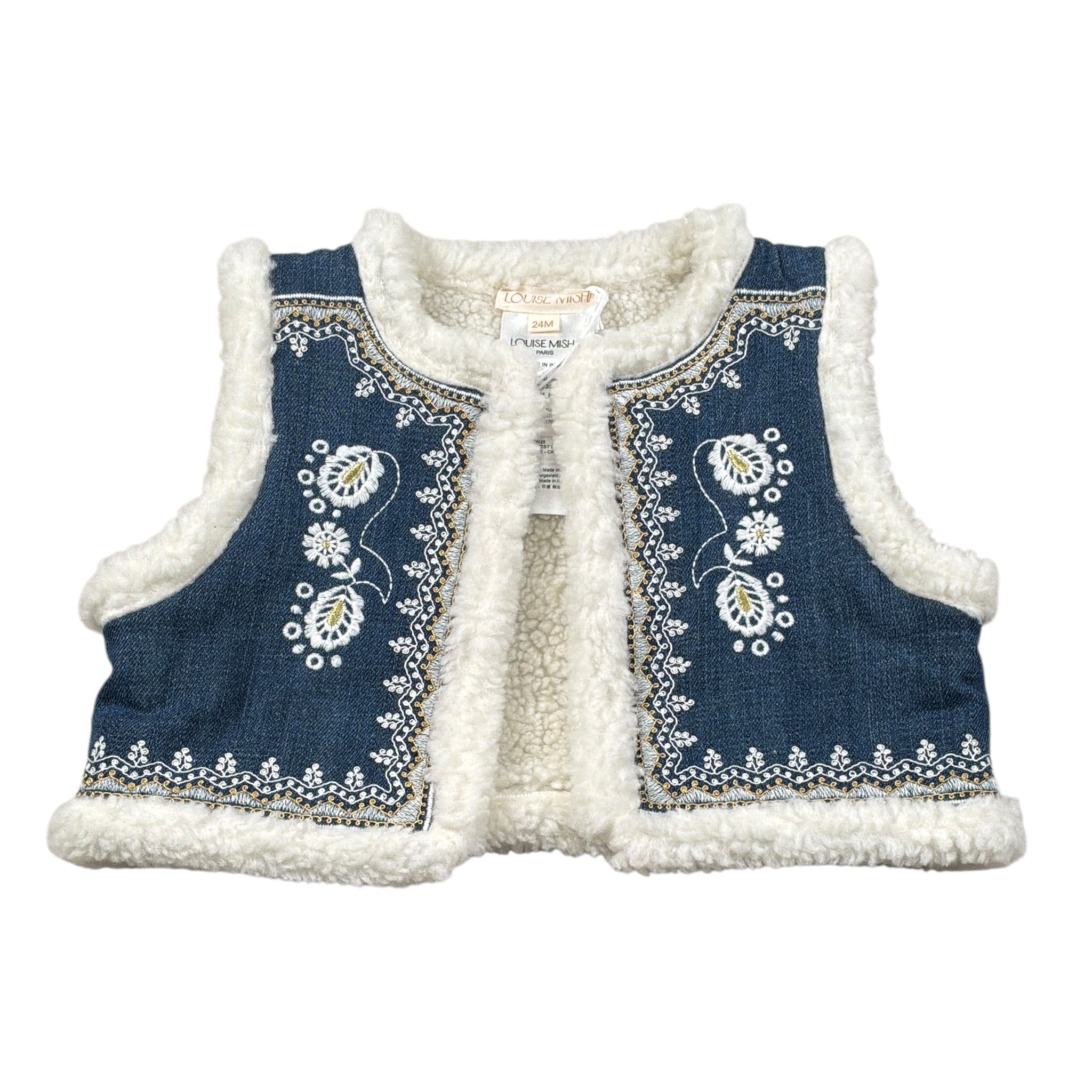Louis Dieudonne' Giubbino Smanicato con Pelliccia Azzurro per Neonata GRIW25R0181N AZZURRO LOUIS DIEUDONNE' 