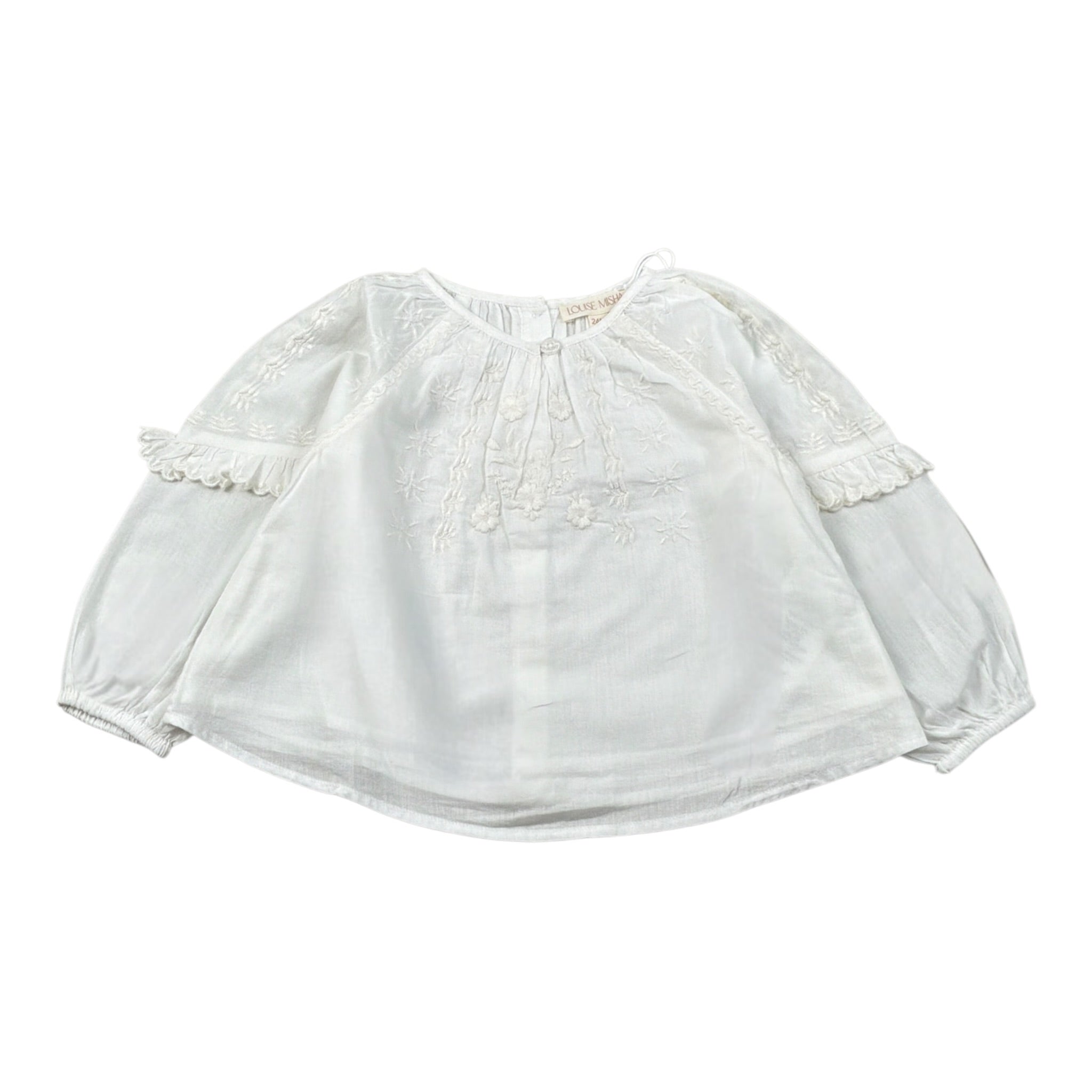 Louise Misha Camicia tinta unita con Ricami Bianco per Neonata GRIW25B0068N BIANCO LOUISE MISHA 