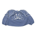 Louise Misha Camicia tinta unita con Ricami Azzurro per Bambina GRIW25B0194 AZZURRO LOUISE MISHA 