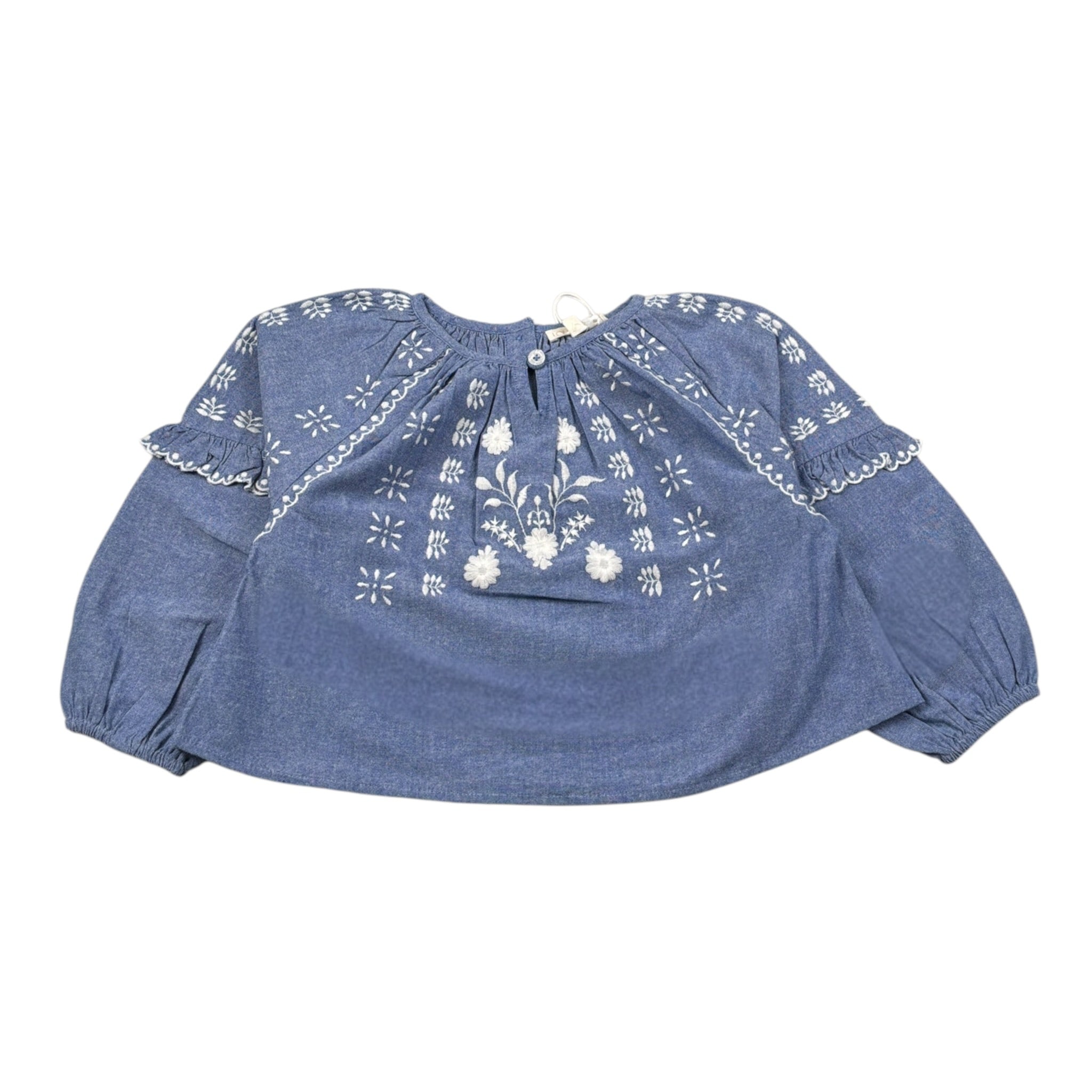 Louise Misha Camicia tinta unita con Ricami Azzurro per Bambina GRIW25B0194 AZZURRO LOUISE MISHA 