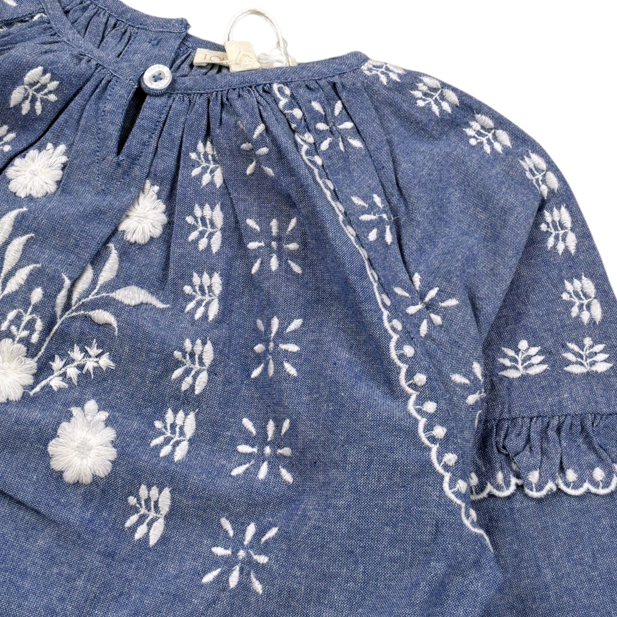 Louise Misha Camicia tinta unita con Ricami Azzurro per Bambina GRIW25B0194 AZZURRO LOUISE MISHA 