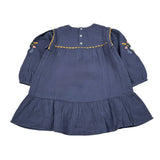 Louise Misha Abito tinta unita con Ricami Blu per Bambina GRIW25S0011 BLU LOUISE MISHA 