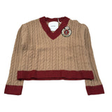 Lu Lu By Miss Grant Maglia Scollo A V tinta unita Cammello per Bambina KK4070 CAMMELLO LU LU BY MISS GRANT 