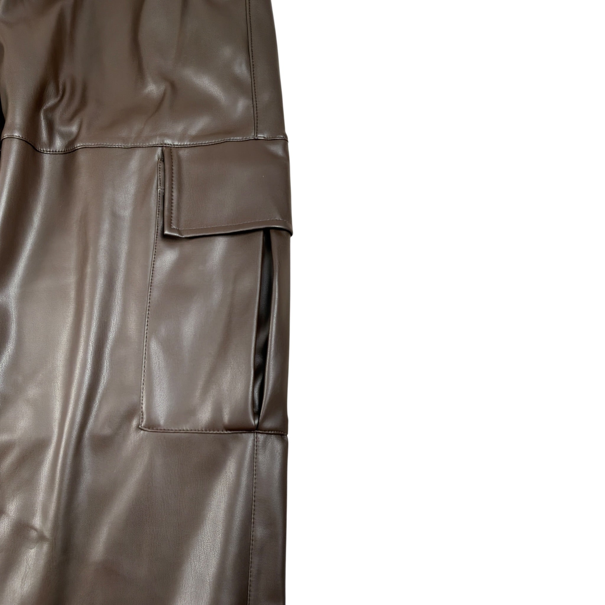Lu Lu By Miss Grant Pantalone Ecopelle tinta unita con Elastico In Vita Marrone per Bambina LL3721 MARRONE LU LU BY MISS GRANT 