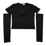 Lu Lu By Miss Grant T-Shirt tinta unita con Manicotti Nero per Bambina LL3842X NERO LU LU BY MISS GRANT 