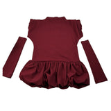 Lu Lu By Miss Grant Abito tinta unita con Manicotti Bordeaux per Bambina LL3994X BORDEAUX LU LU BY MISS GRANT 