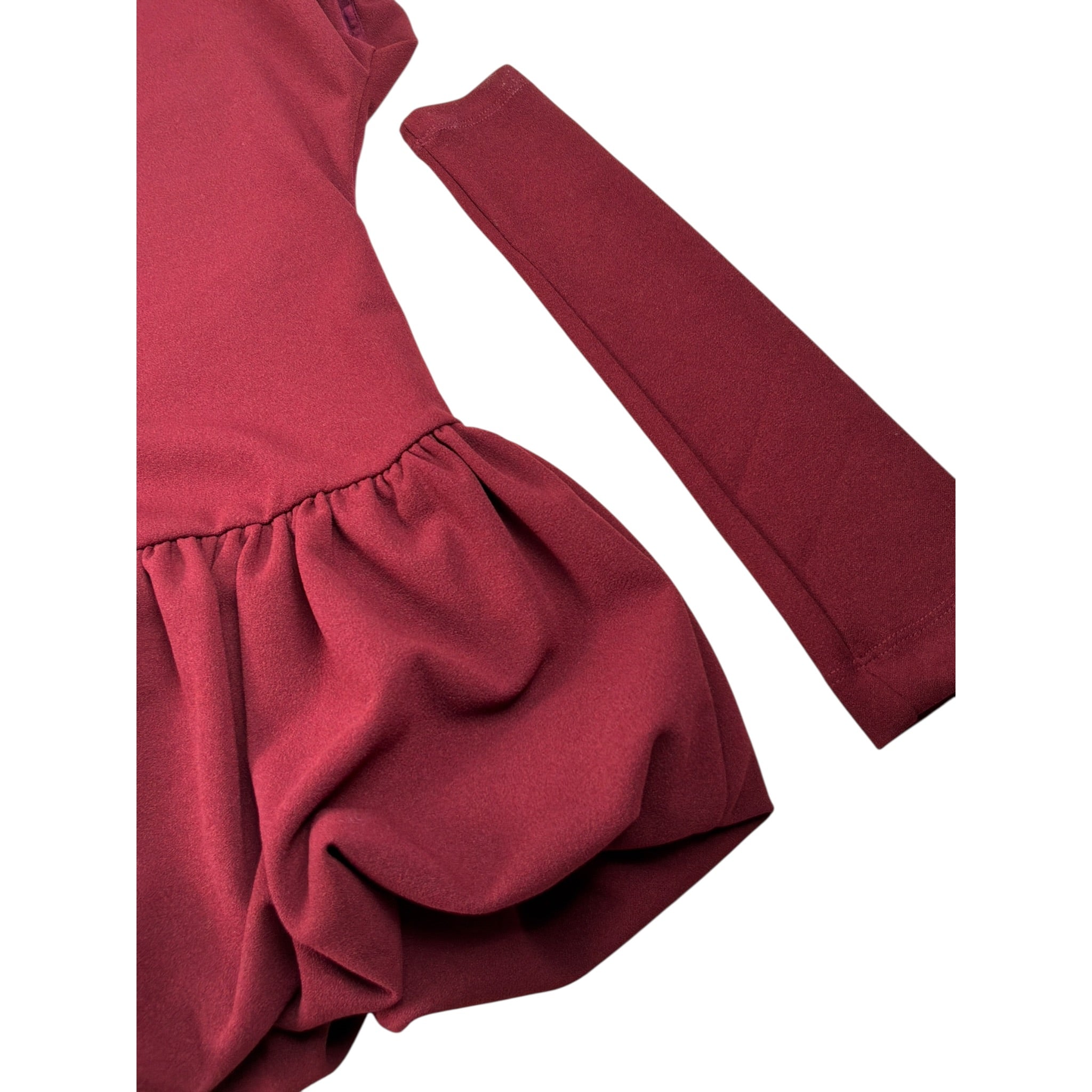 Lu Lu By Miss Grant Abito tinta unita con Manicotti Bordeaux per Bambina LL3994X BORDEAUX LU LU BY MISS GRANT 