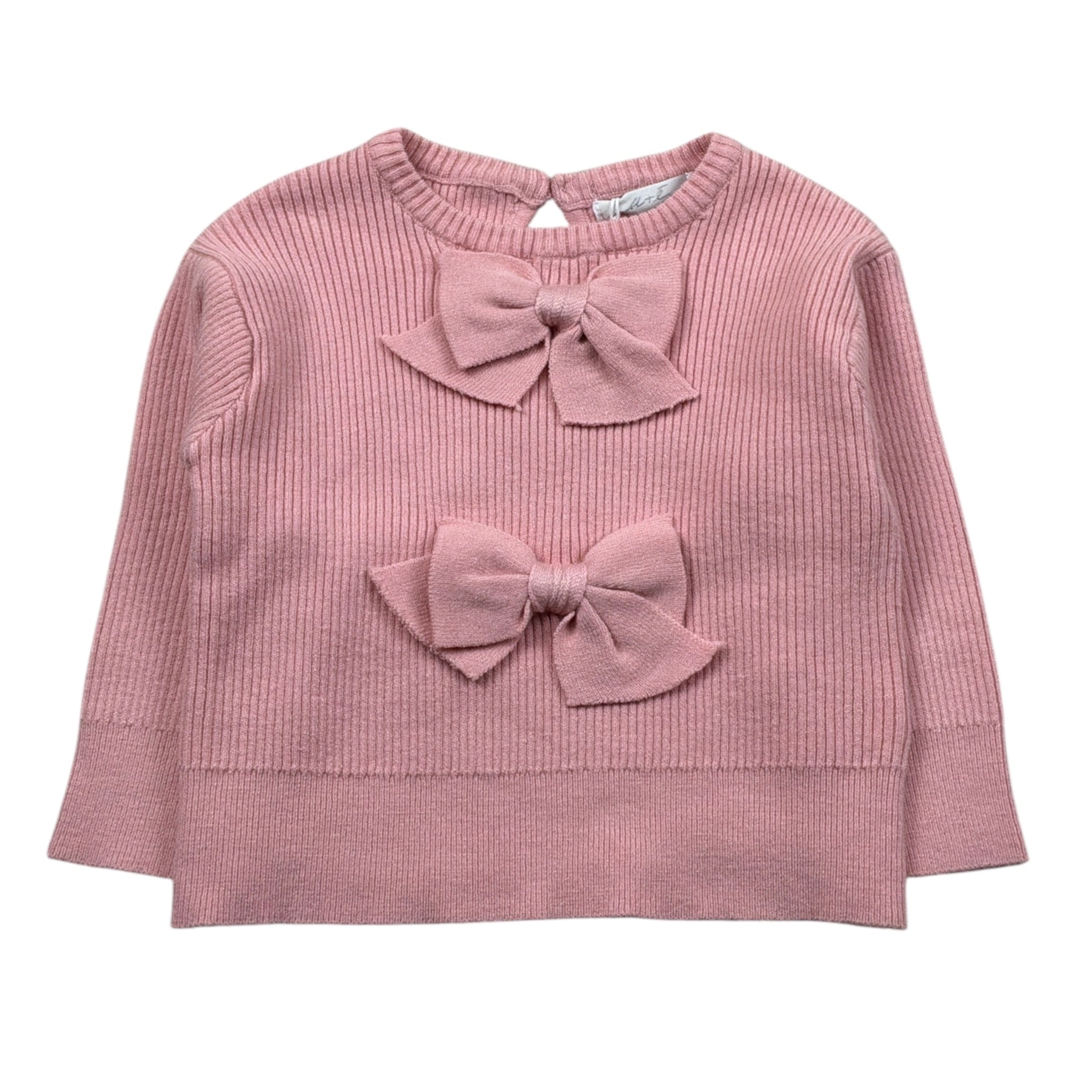 U+È Maglia tinta unita Girocollo con Fiocchi Rosa per Neonata UE1471 ROSA U+è 