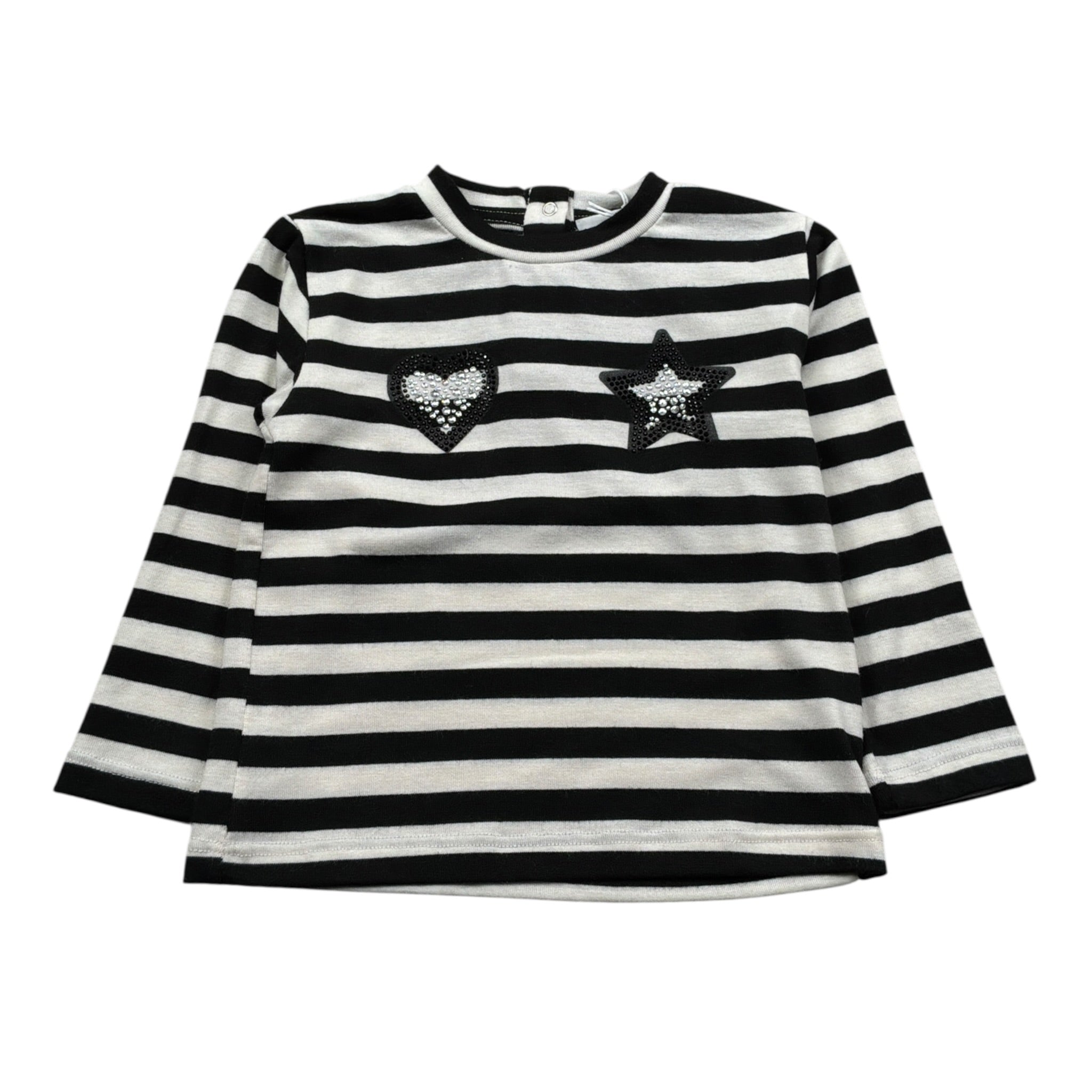 U+È Shirt Fantasia A Righe Bicolore Panna/Nero per Neonata UE1485 PANNA/NERO U+è 