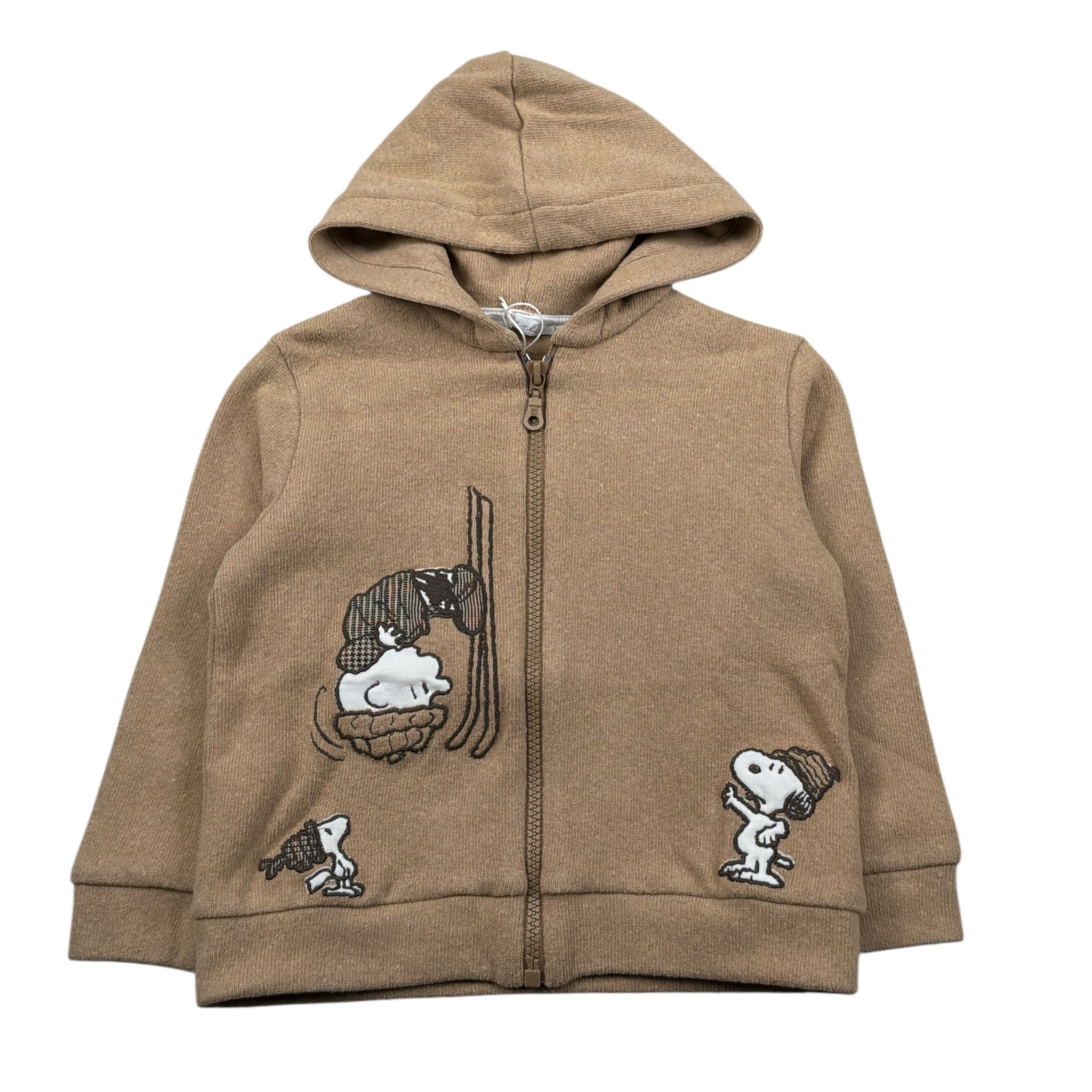 U+È Felpa con Zip E Cappuccio tinta unita Biscotto per Bambino UEM0425 BISCOTTO U+è 