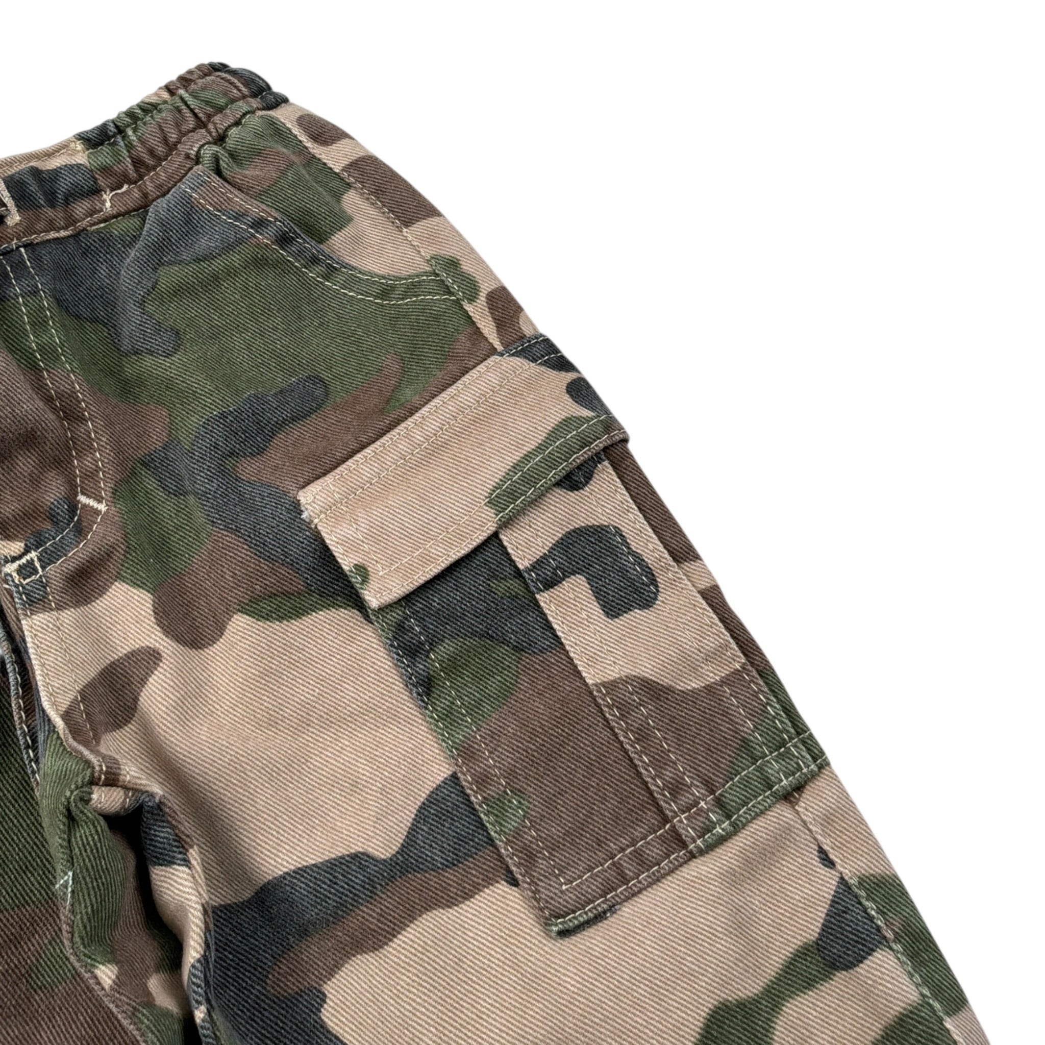 U+È Pantalone tinta unita con Fantasia Militare Verde per Bambino UEM0591 VERDE U+è 