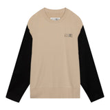 Maison Margiela Felpa Bicolore con Stampa Girocollo Beige/Nero per Bambino M60677 BEIGE/NERO MAISON MARGIELA 