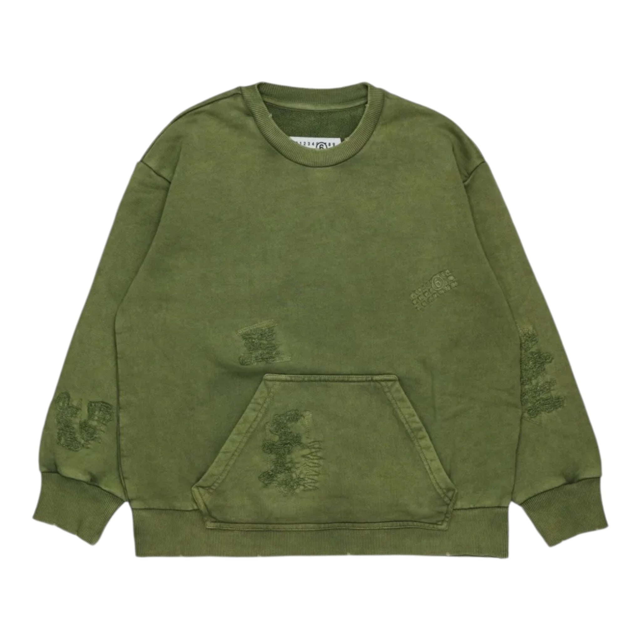 Maison Margiela Felpa tinta unita Girocollo Verde per Bambino M60867MM06A VERDE MAISON MARGIELA 