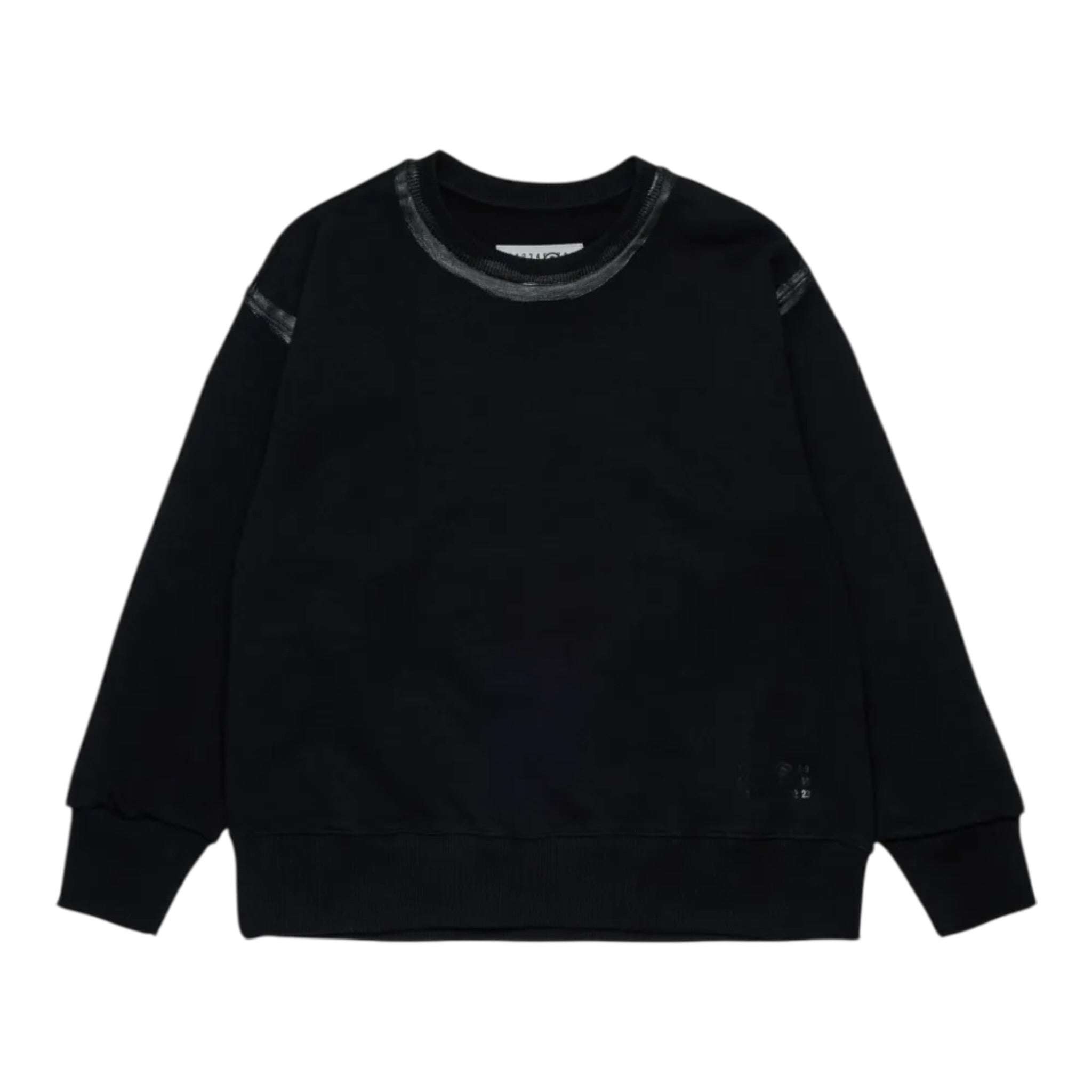 Maison Margiela Felpa tinta unita con Stampa Nero per Bambino M60869MM06F NERO MAISON MARGIELA 