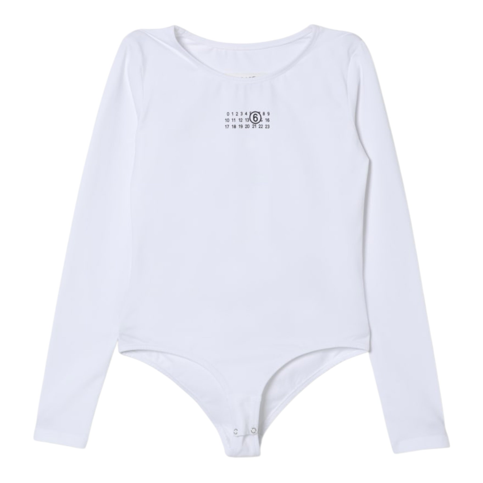 Maison Margiela Body Manica Lunga tinta unita con Stampa Logo Bianco per Bambina M60911 BIANCO MAISON MARGIELA 