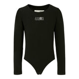 Maison Margiela Body Manica Lunga tinta unita con Stampa Logo Nero per Bambina M60911 NERO MAISON MARGIELA 