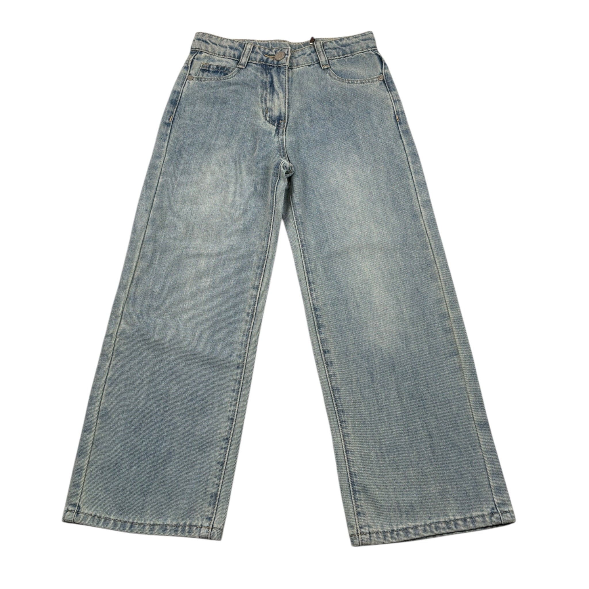 Manila Grace Jeans tinta unita con Girovita Regolabile Azzurro per Bambina MB3009W25 AZZURRO MANILA GRACE 