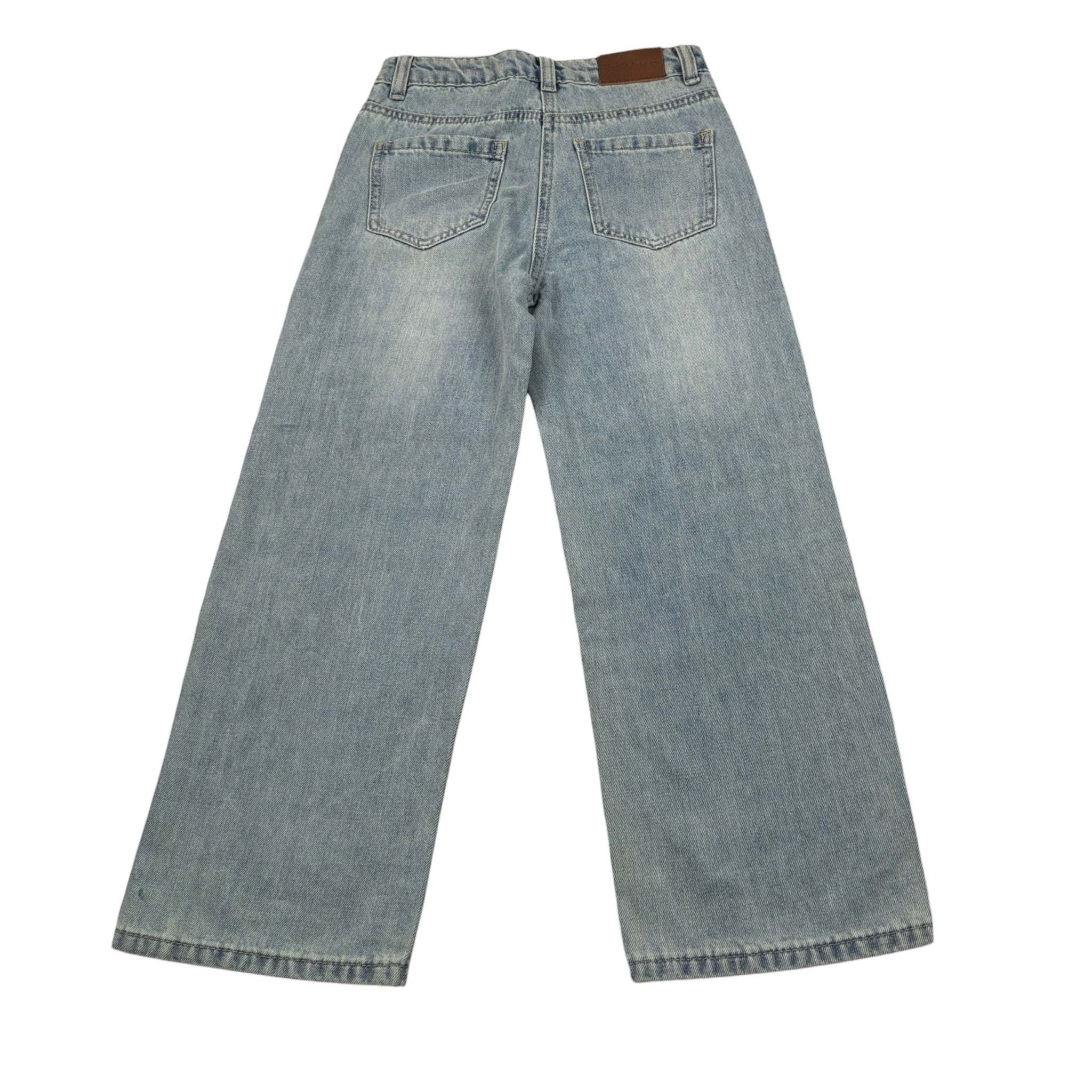 Manila Grace Jeans tinta unita con Girovita Regolabile Azzurro per Bambina MB3009W25 AZZURRO MANILA GRACE 