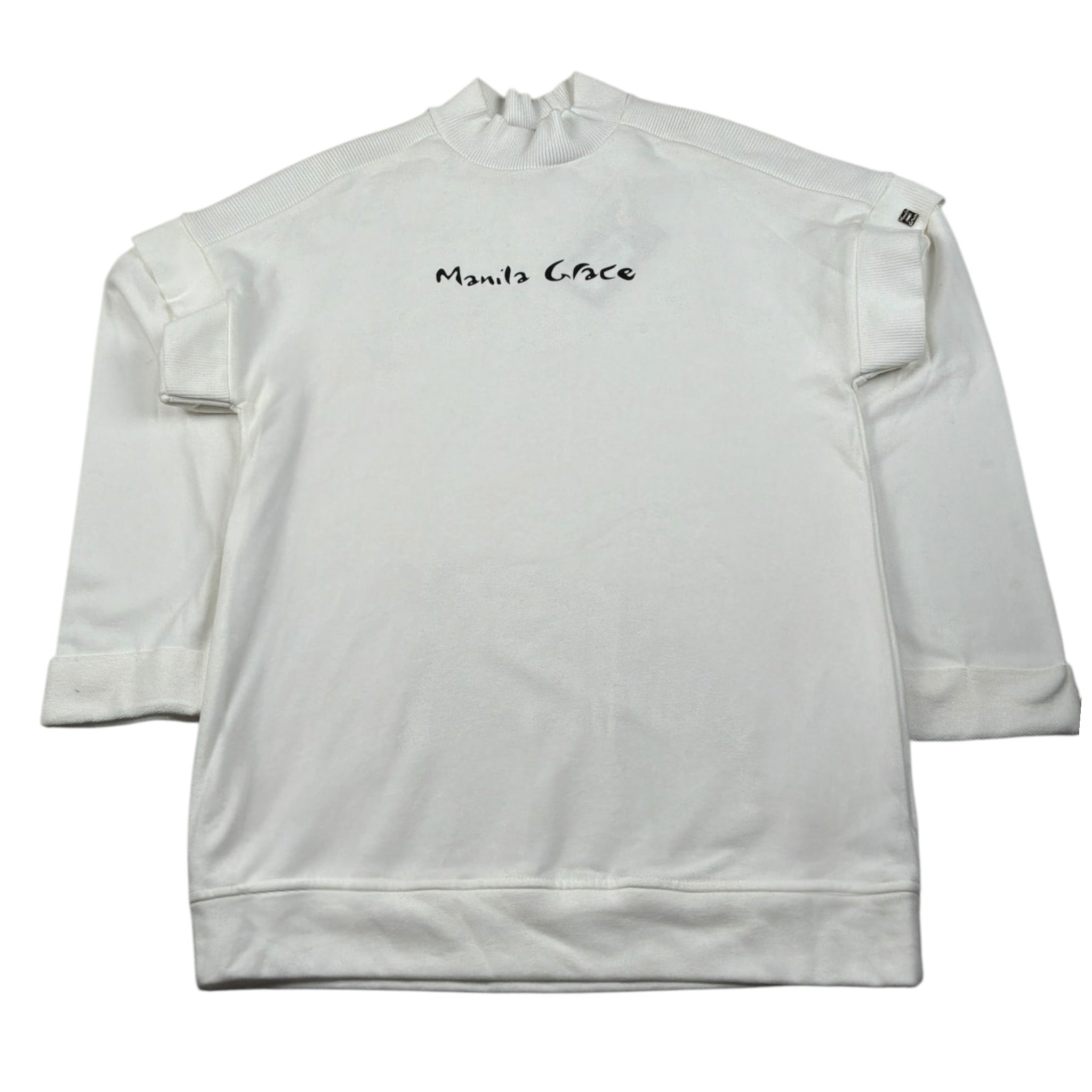Manila Grace Abito Manica Lunga tinta unita con Logo Bianco per Bambina MFJF24A073 BIANCO MANILA GRACE 