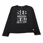 Manila Grace Shirt Girocollo tinta unita con Stampa Nero per Bambina MFJF24T055 NERO MANILA GRACE 