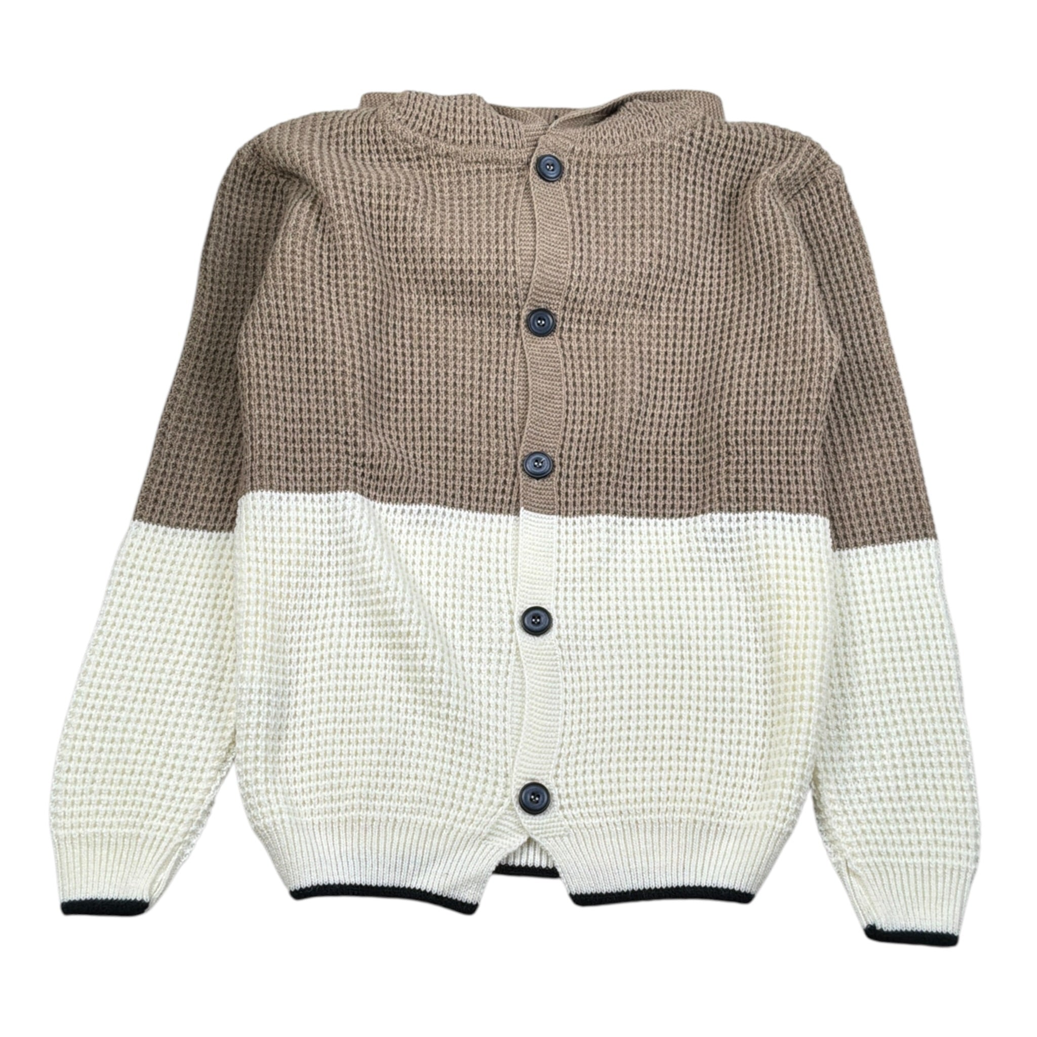 Manuel & Frank Cardigan Bicolore con Cappuccio Bianco/Beige per Bambino MF4217R BIANCO/BEIGE MANUEL & FRANK 