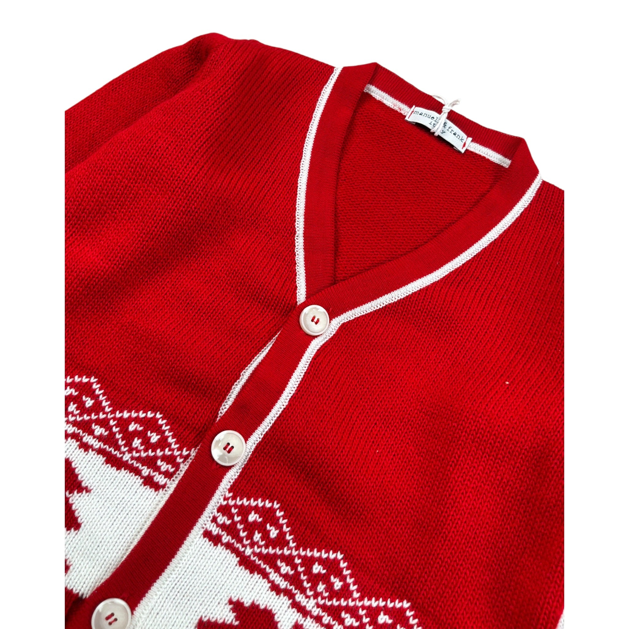 Manuel & Frank Cardigan tinta unita con Stampa Natale Rosso per Neonato MF4456I ROSSO MANUEL & FRANK 