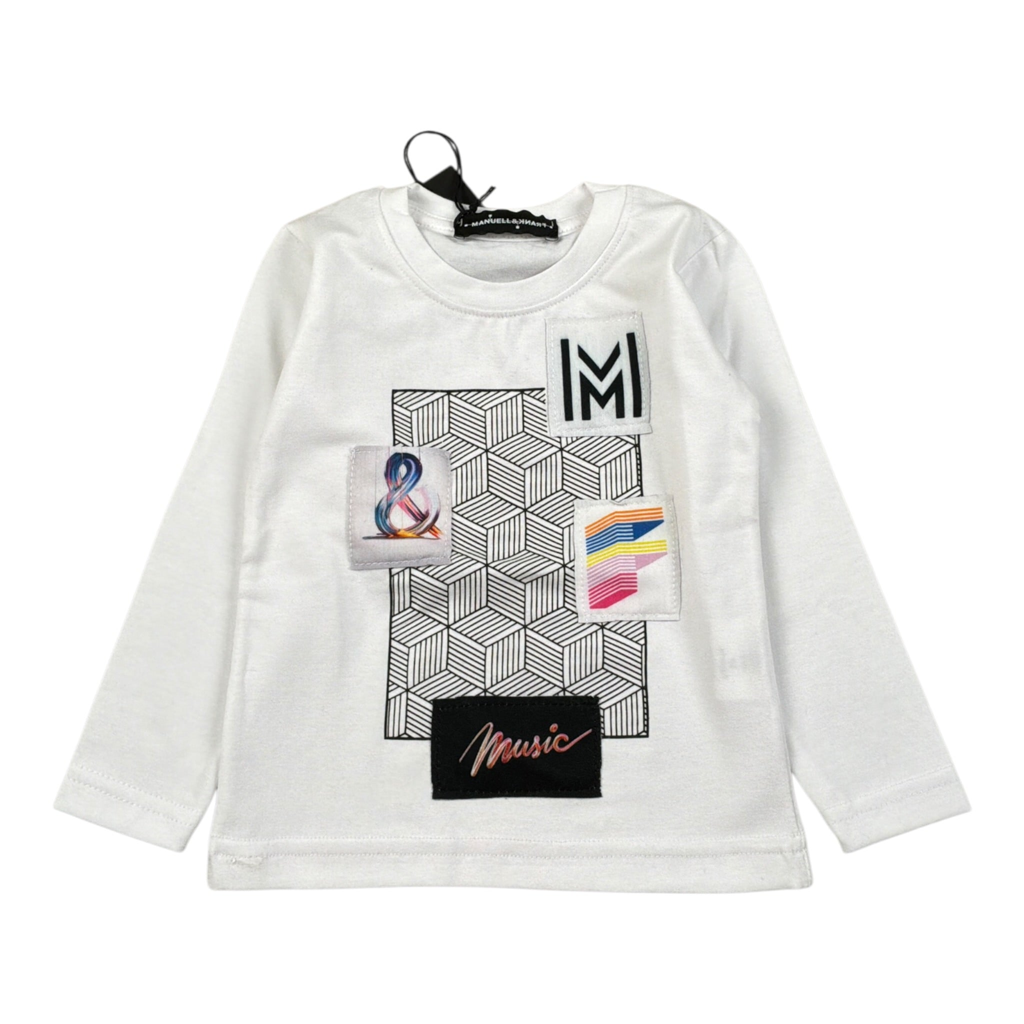 Manuel & Frank Shirt Girocollo tinta unita con Stampa Bianco per Neonato MF6067N BIANCO MANUEL & FRANK 