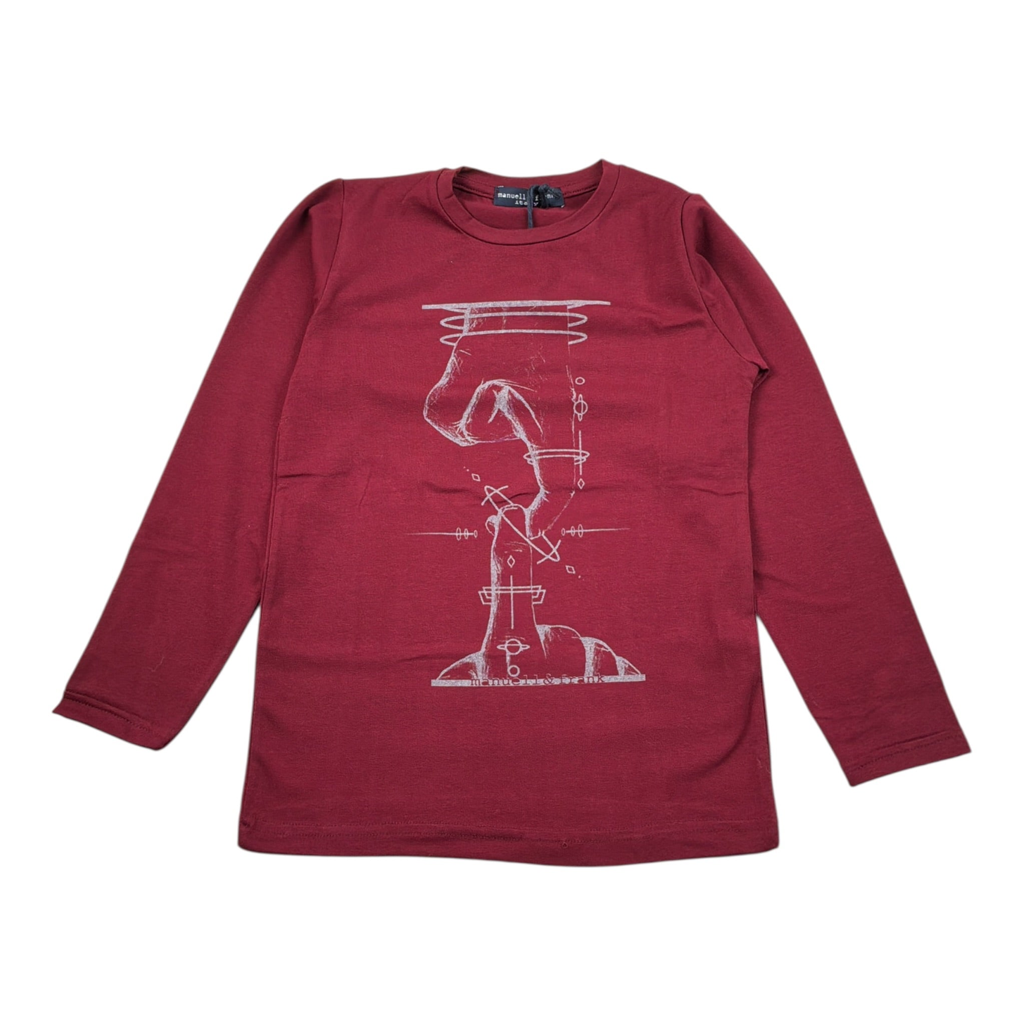 Manuel & Frank Shirt tinta unita Girocollo con Stampa Bordeaux per Bambino MF7003B BORDEAUX MANUEL & FRANK 
