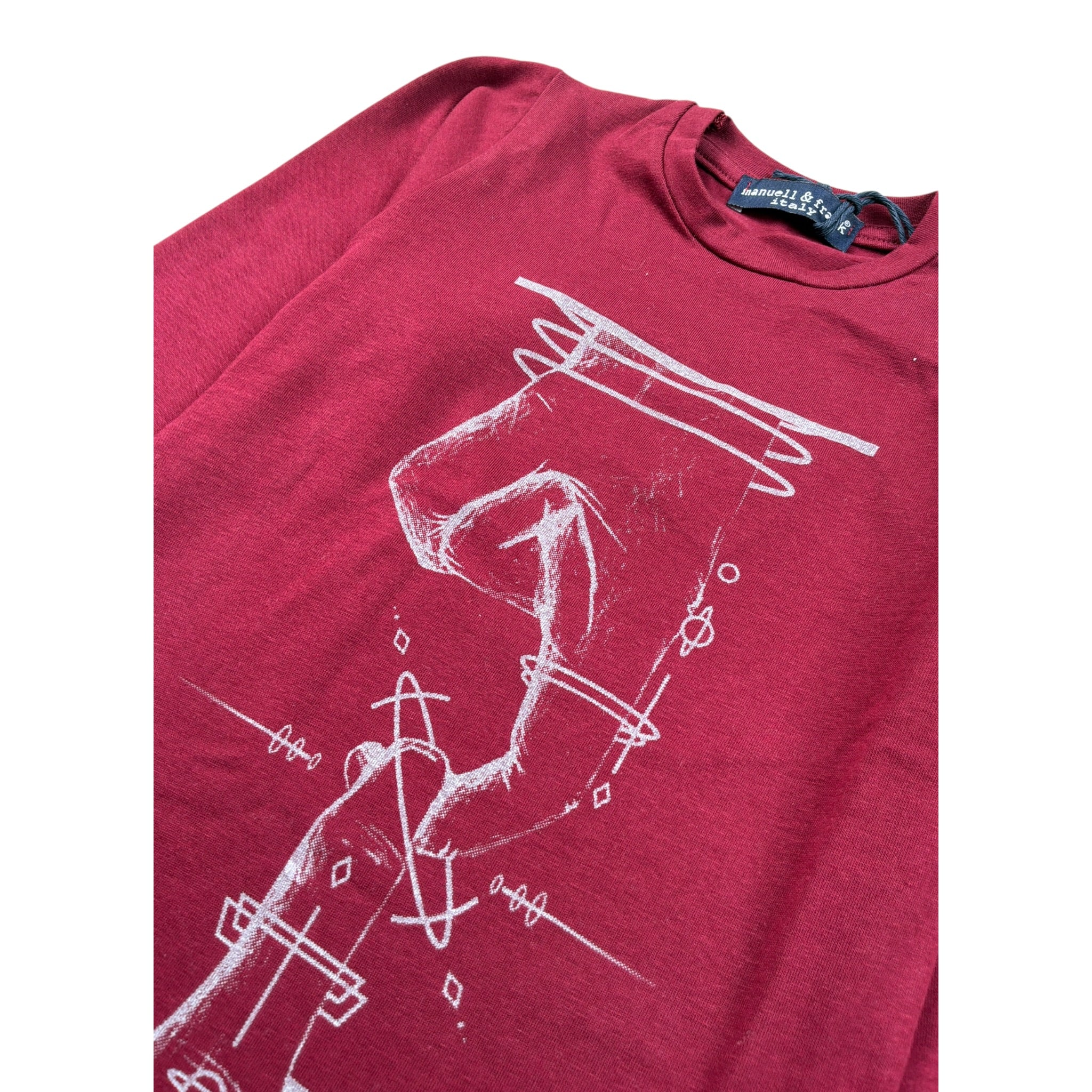 Manuel & Frank Shirt tinta unita Girocollo con Stampa Bordeaux per Bambino MF7006B BORDEAUX MANUEL & FRANK 