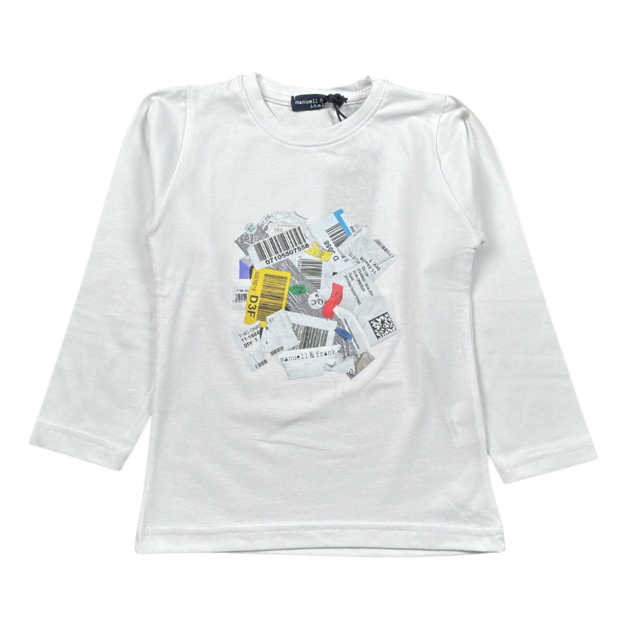 Manuel & Frank Shirt tinta unita Girocollo con Stampa Bianco per Bambino MF7110B BIANCO MANUEL & FRANK 
