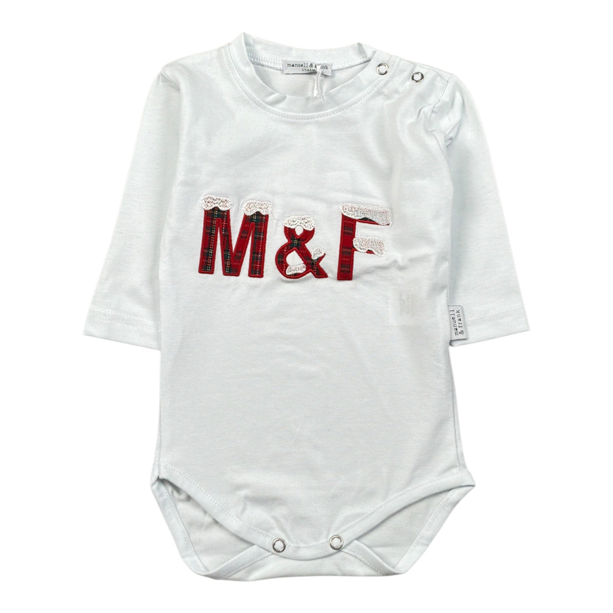 Manuel & Frank Body Manica Lunga tinta unita con Stampa Bianco per Bambino MF7311IJ BIANCO MANUEL & FRANK 