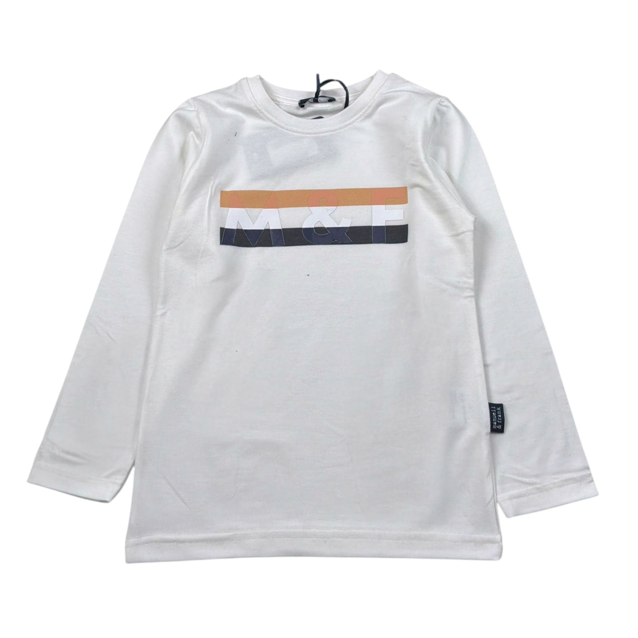 Manuel & Frank Shirt tinta unita Girocollo con Stampa Bianco per Bambino MF7356B BIANCO MANUEL & FRANK 