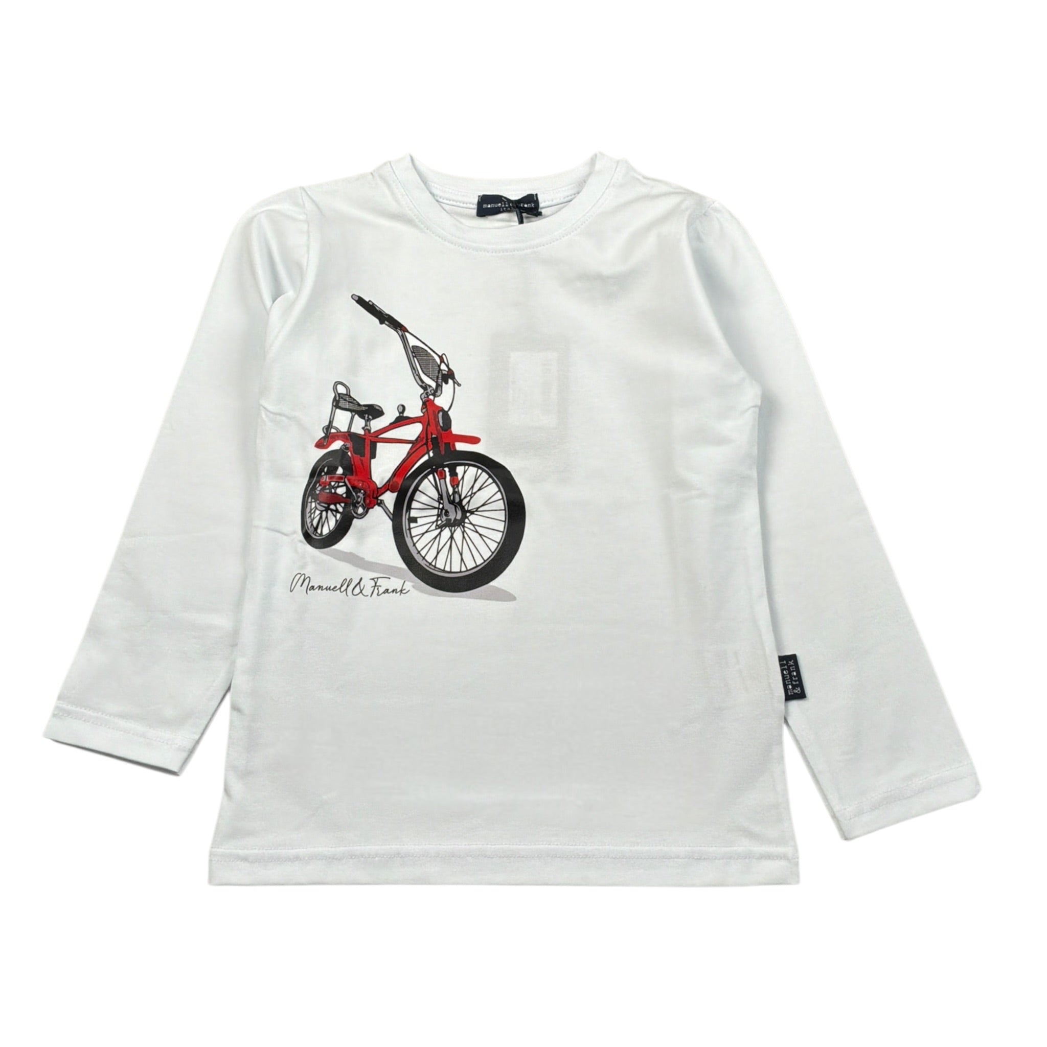 Manuel & Frank Shirt tinta unita Girocollo con Stampa Bianco per Bambino MF7357B BIANCO MANUEL & FRANK 