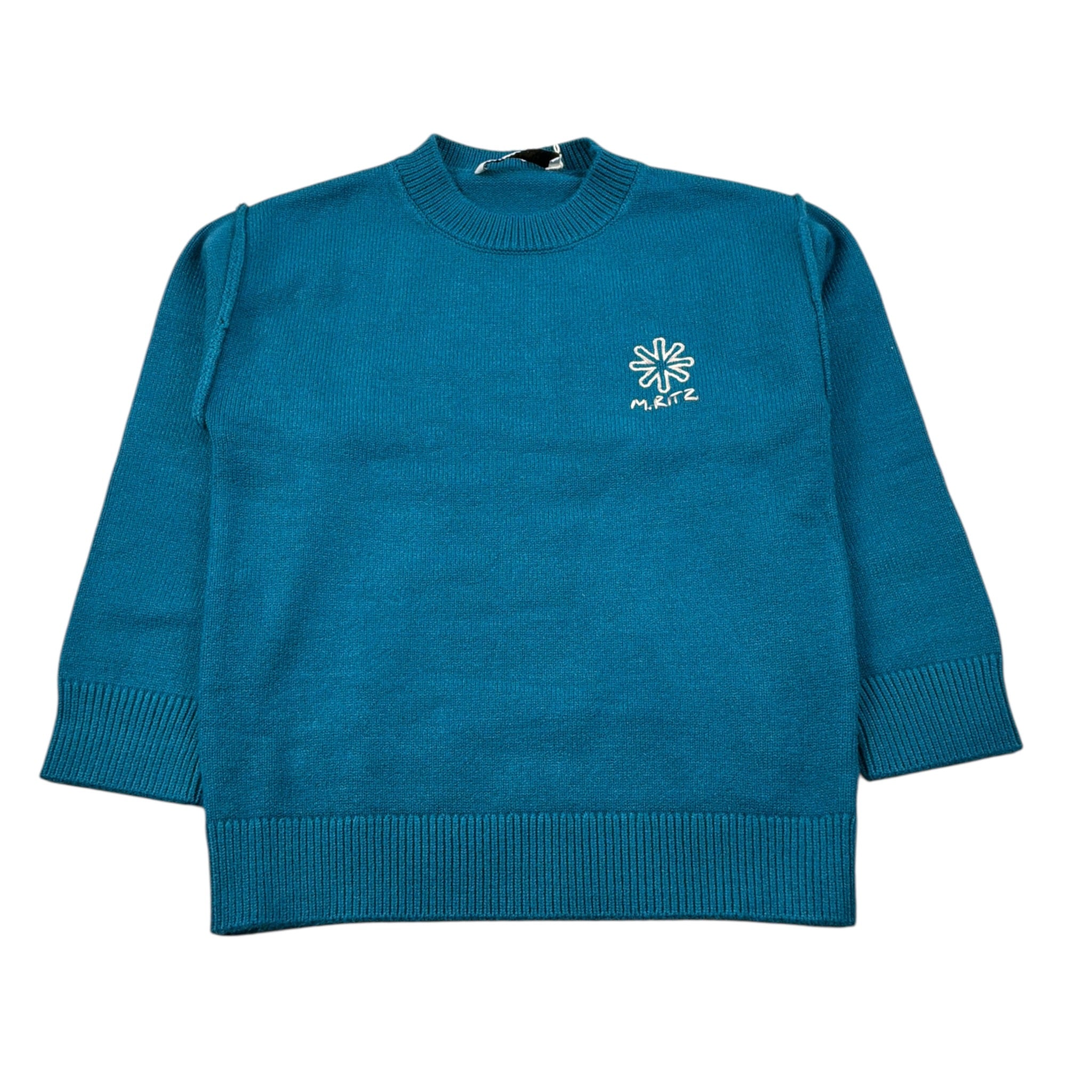 Manuel Ritz Maglia Girocollo tinta unita con Ricami Ottanio per Bambino MR3151J OTTANIO MANUEL RITZ 