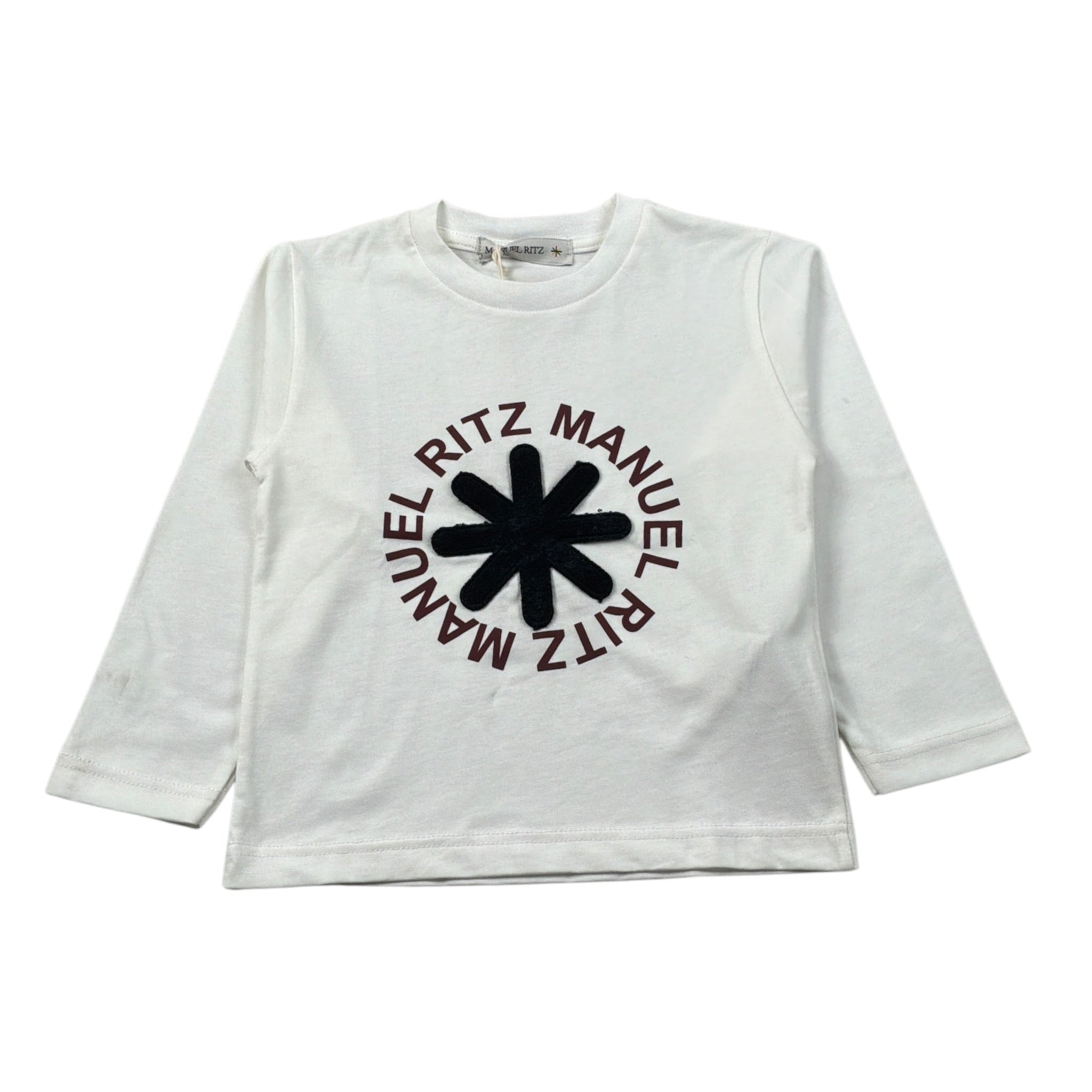 Manuel Ritz Shirt Girocollo tinta unita con Logo Panna per Bambino MR3176J PANNA MANUEL RITZ 