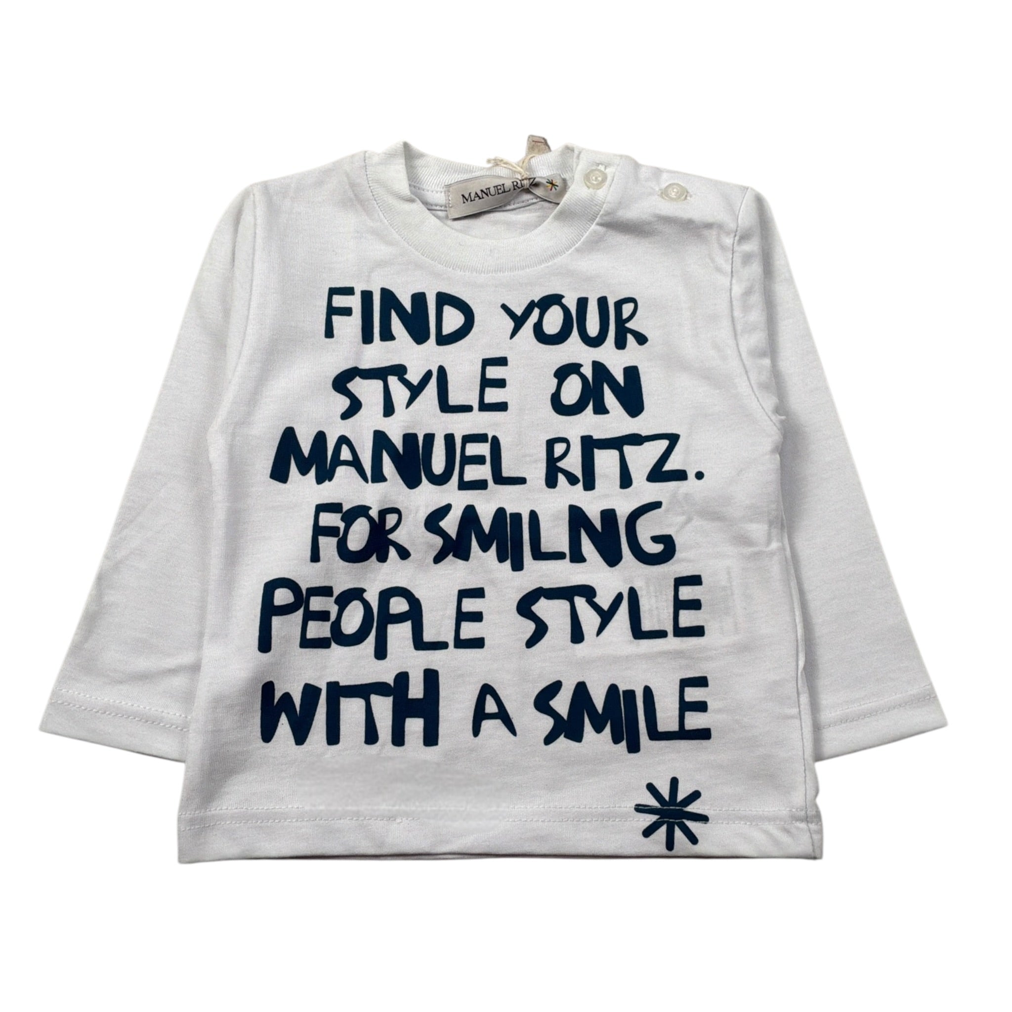 Manuel Ritz Shirt Girocollo tinta unita con Logo Bianco per Neonato MR3183X BIANCO MANUEL RITZ 