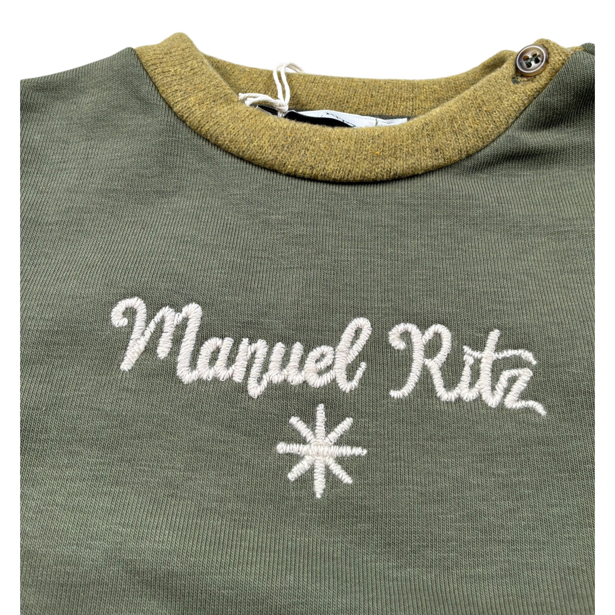 Manuel Ritz Felpa Chiusa Girocollo tinta unita con Logo Verde per Bambino MR3228J VERDE MANUEL RITZ 