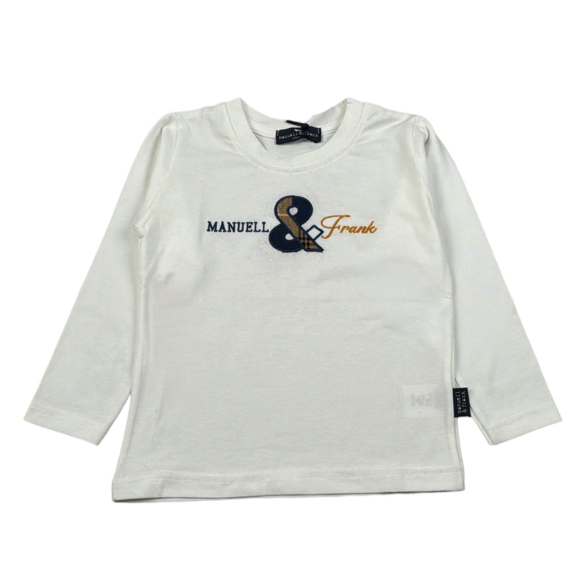 Manuell & Frank Shirt Girocollo tinta unita con Ricami Bianco per Bambino MF7308N BIANCO MANUELL & FRANK 