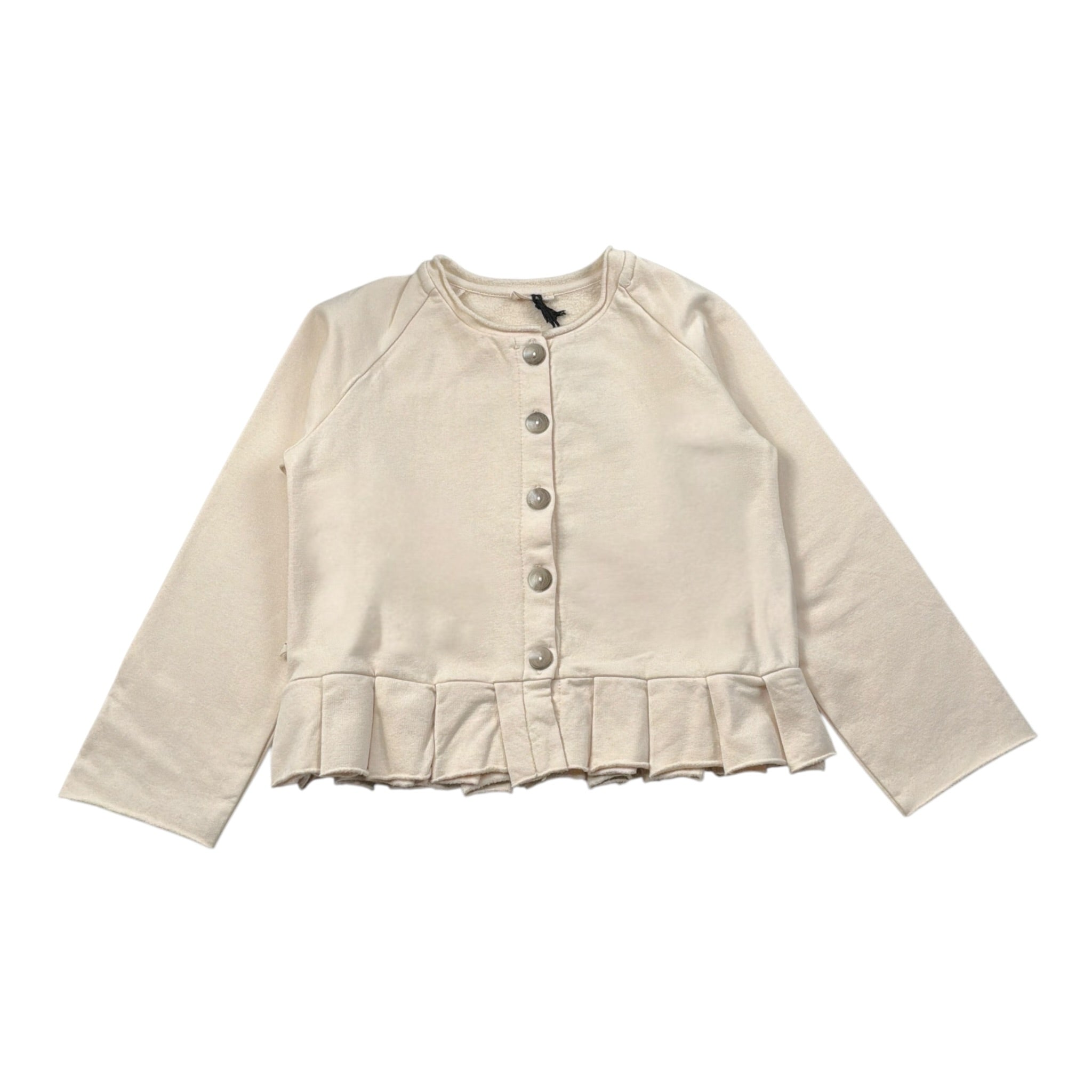 Mapero' Cardigan tinta unita con Rouches Beige per Bambina M32310 BEIGE MAPERO' 