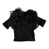 Marc Ellis Maglia tinta unita con Applicazioni Nero per Bambina JMJTP16023 NERO MARC ELLIS 