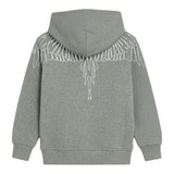 Marcelo Burlon Felpa con Cappuccio tinta unita con Stampa Grigio per Bambino F5CMJBHS072X GRIGIO MARCELO BURLON 