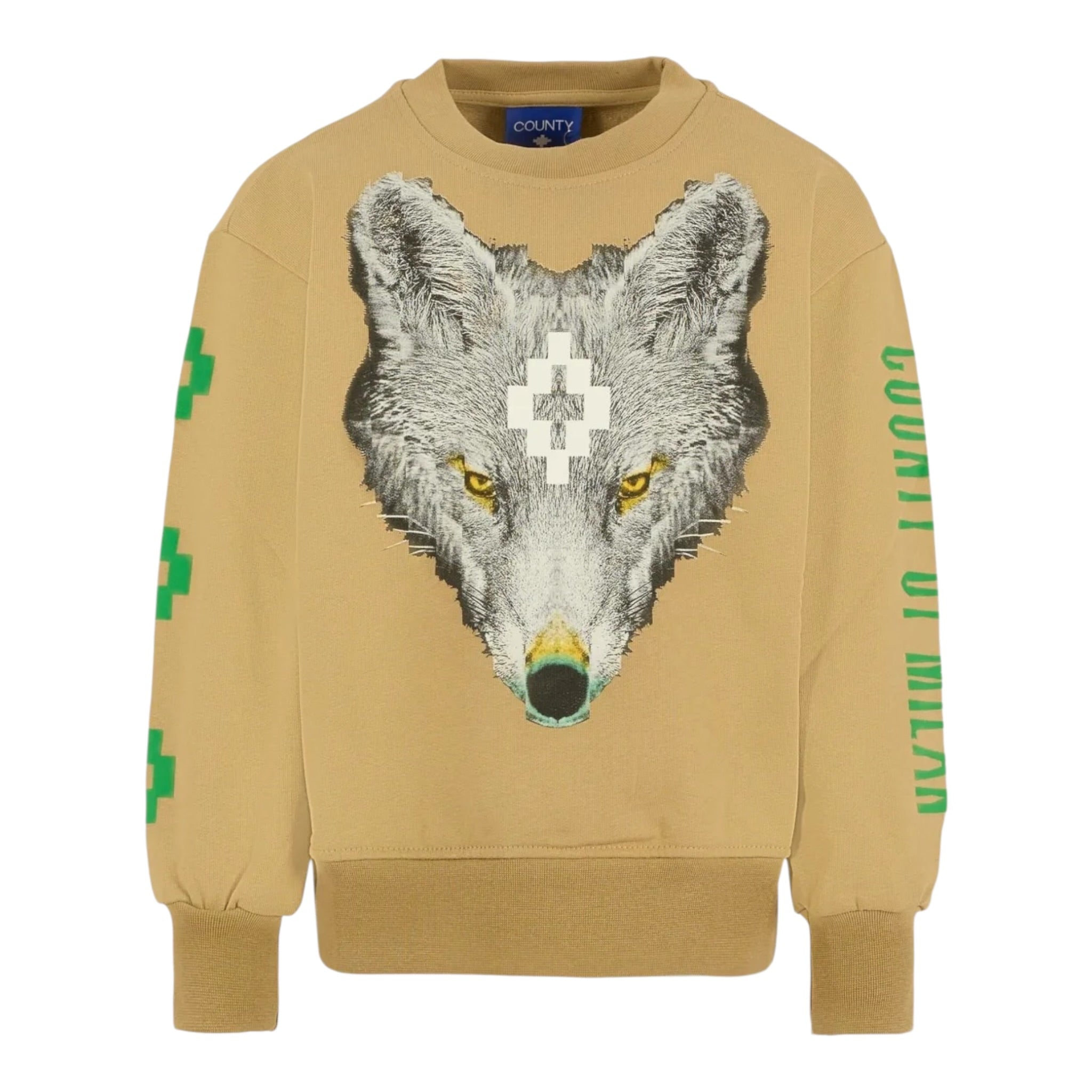 Marcelo Burlon Felpa Chiusa con Cappuccio tinta unita con Logo Cammello per Bambino FCMJBSW075 CAMMELO MARCELO BURLON 