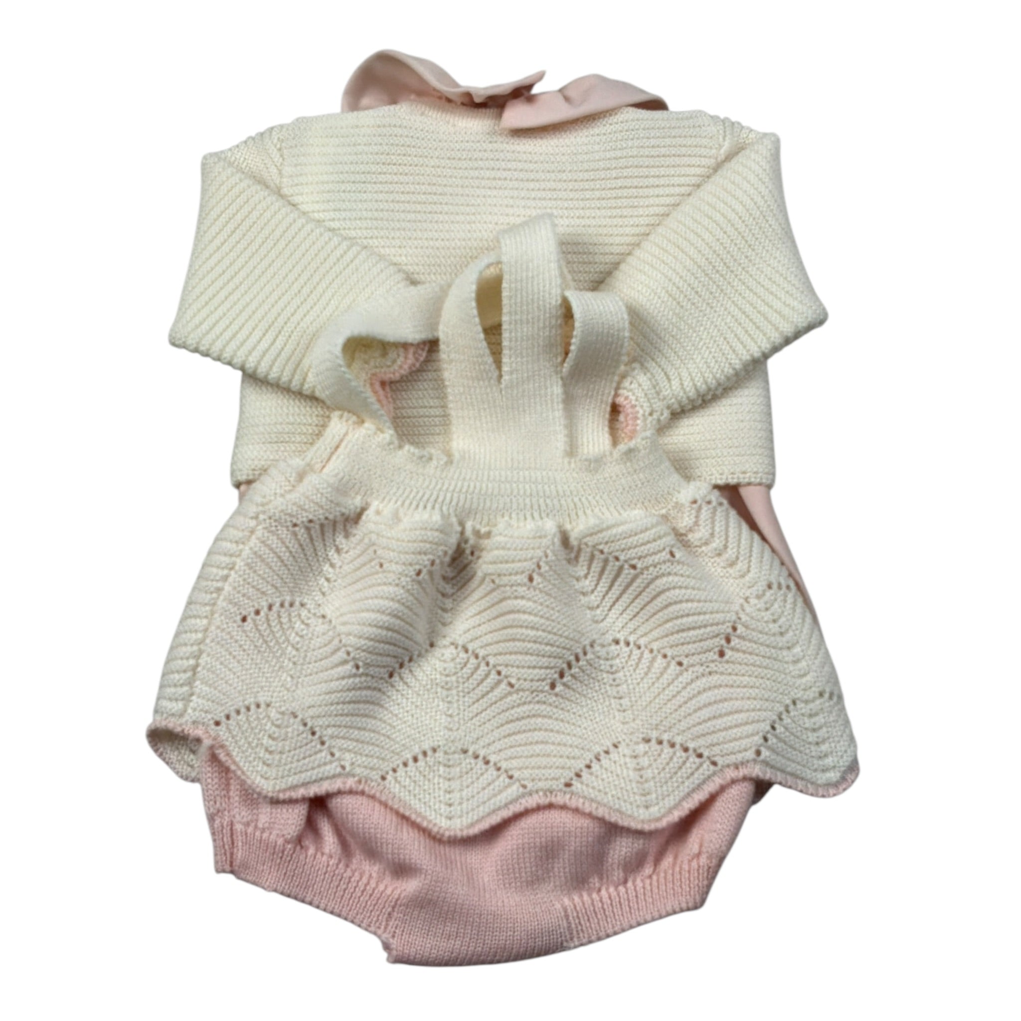 Marlu' Completo 3 Pezzi Cardigan-Camicia-Pagliaccetto Panna per Neonata IB1460 PANNA MARLU' 