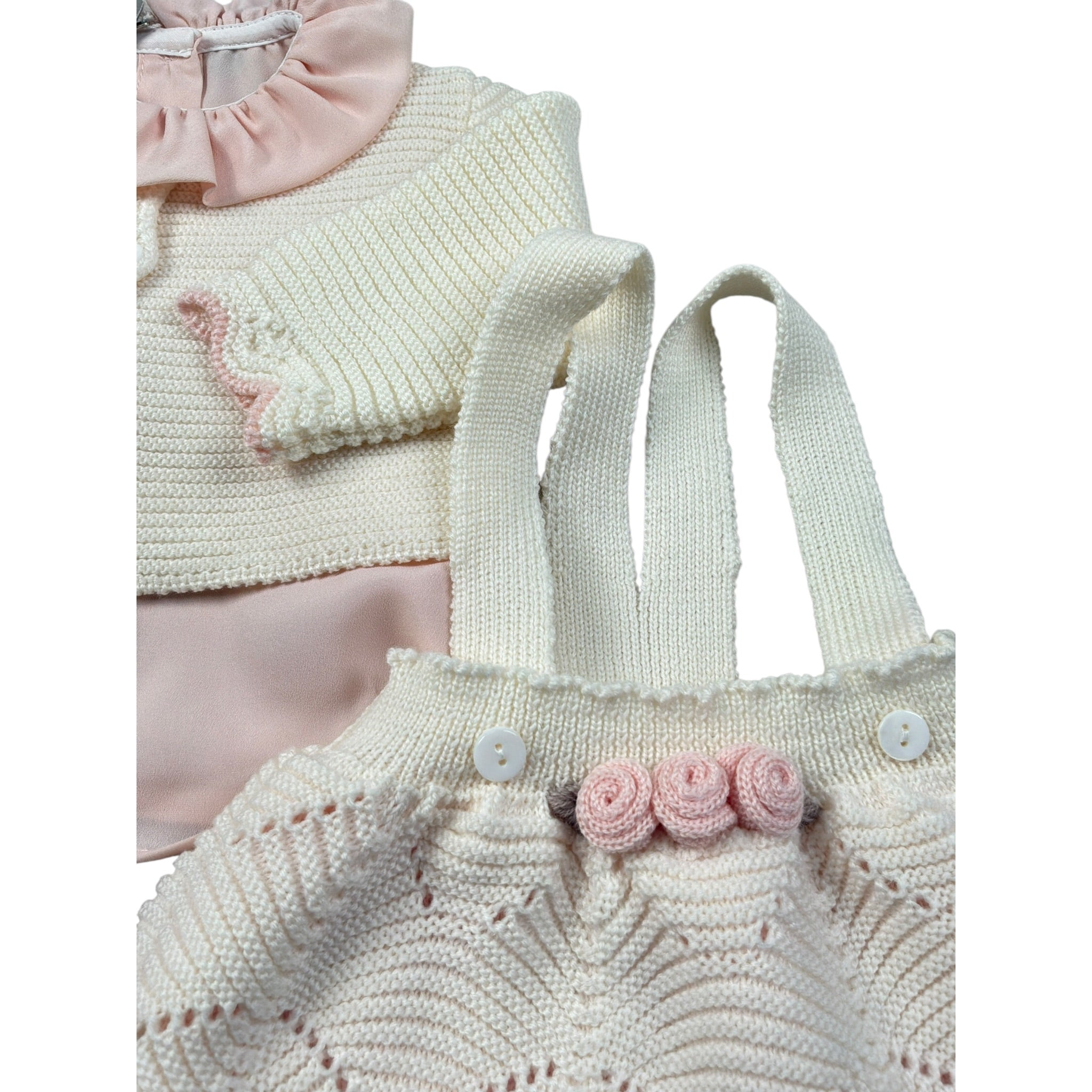 Marlu' Completo 3 Pezzi Cardigan-Camicia-Pagliaccetto Panna per Neonata IB1460 PANNA MARLU' 